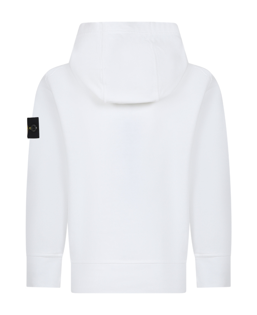 Stone Island White Sweatshirt For Boy With Iconic Logo In White