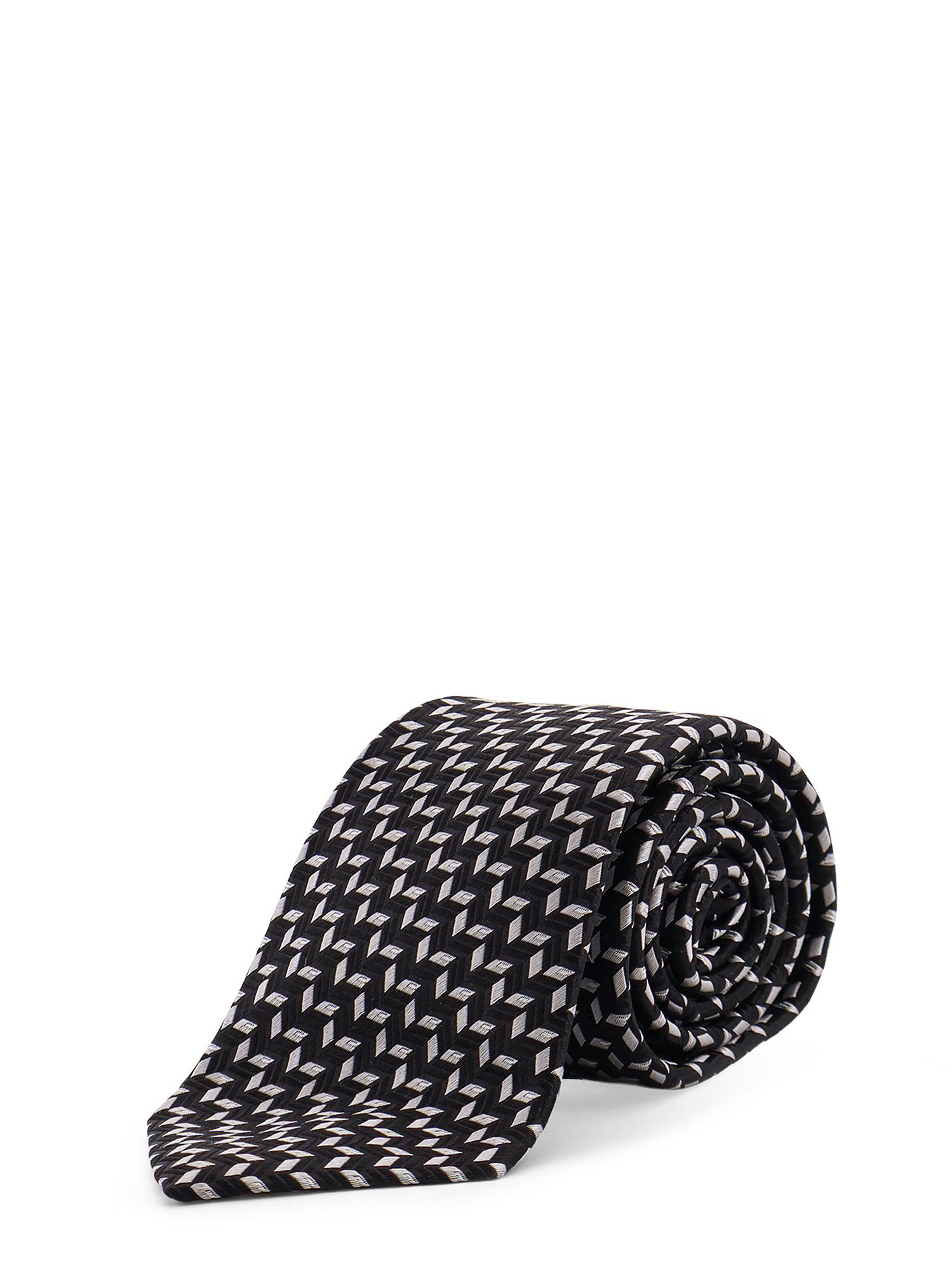 Giorgio Armani Silk Jacquard Tie Monogram Detail In Black