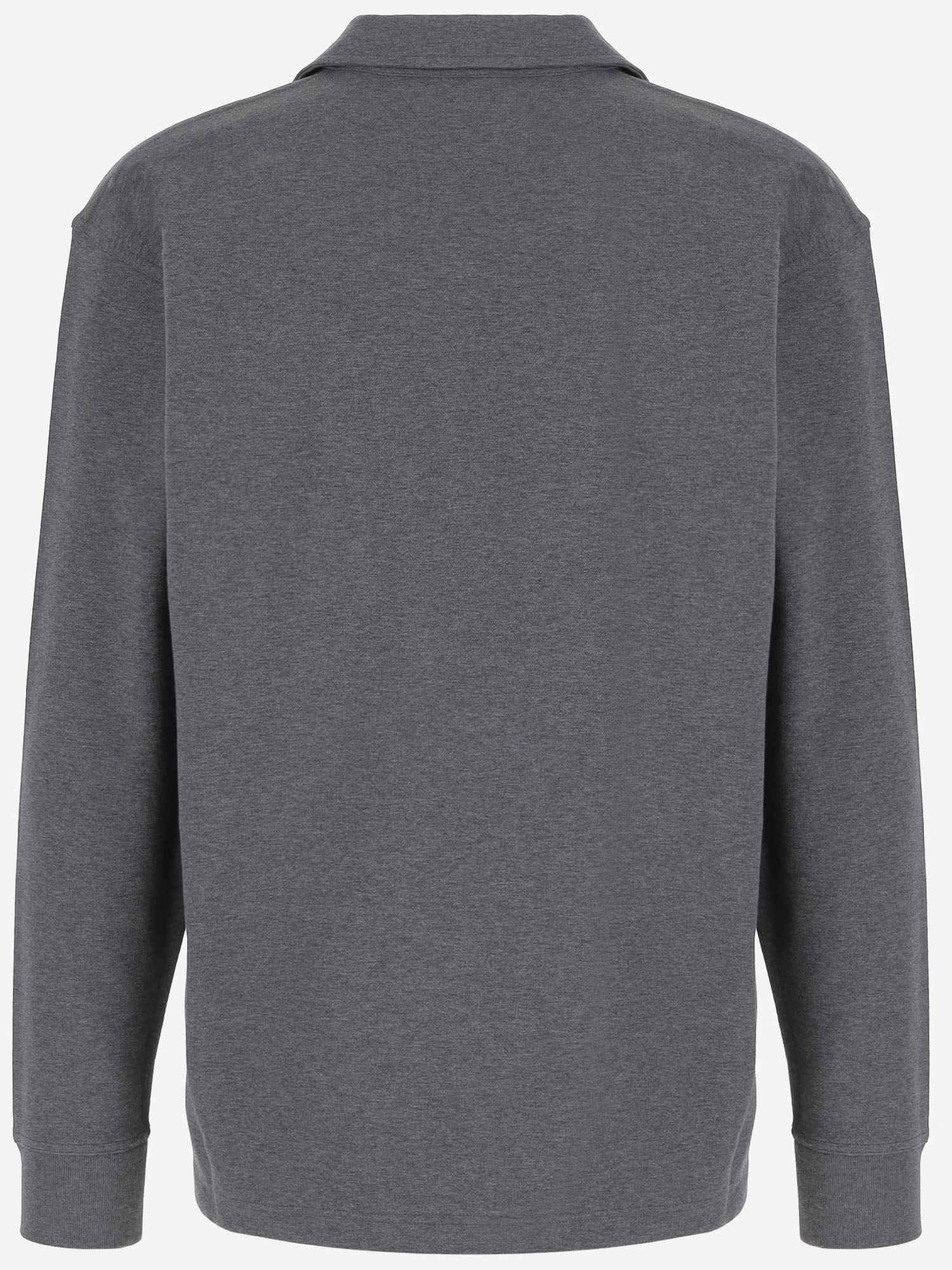 Bottega Veneta Mens Dark Grey Melange Melange Long-sleeve Cotton Polo Top Xl In Gray