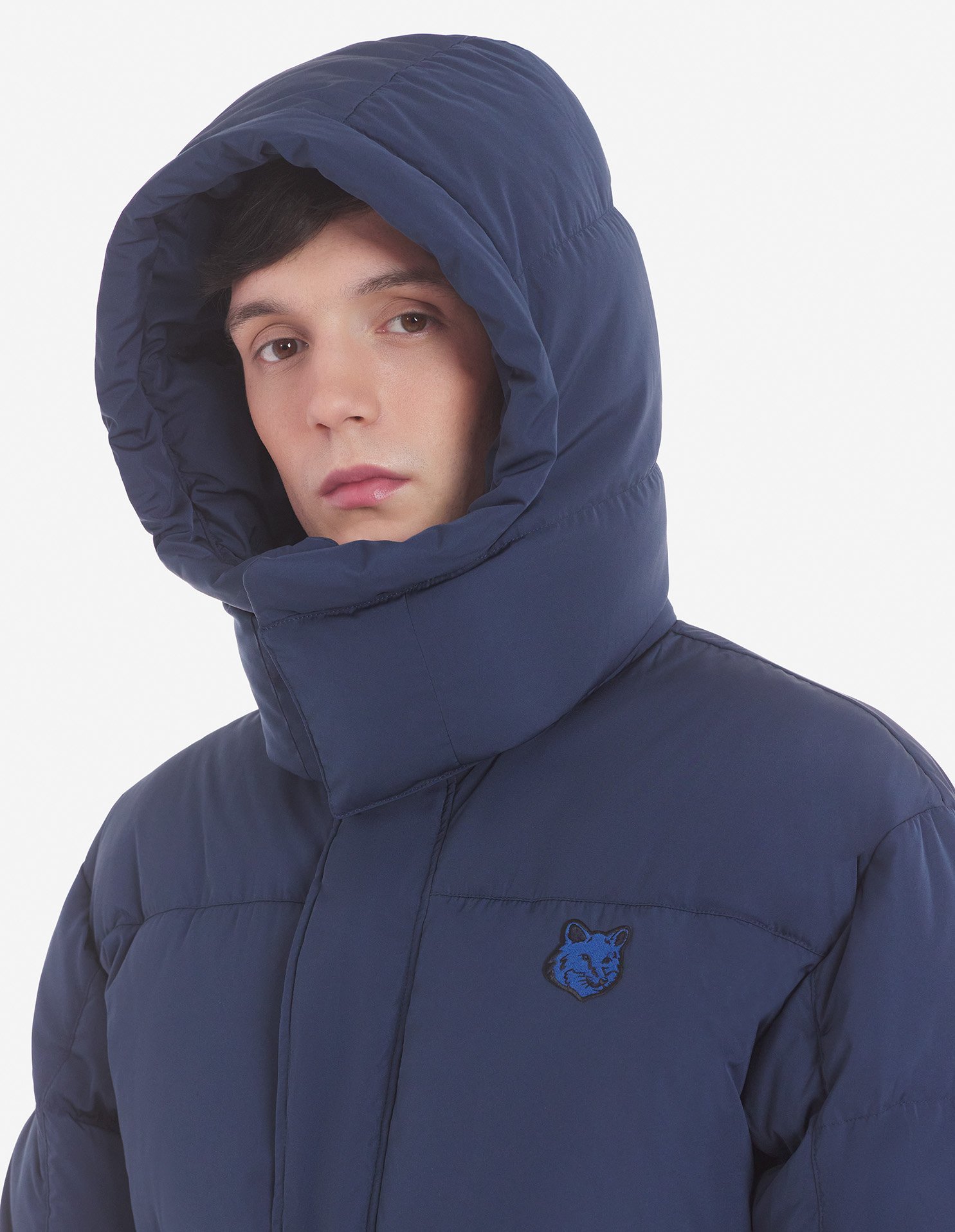 Maison Kitsuné Fox-appliqué Padded Coat In Blue