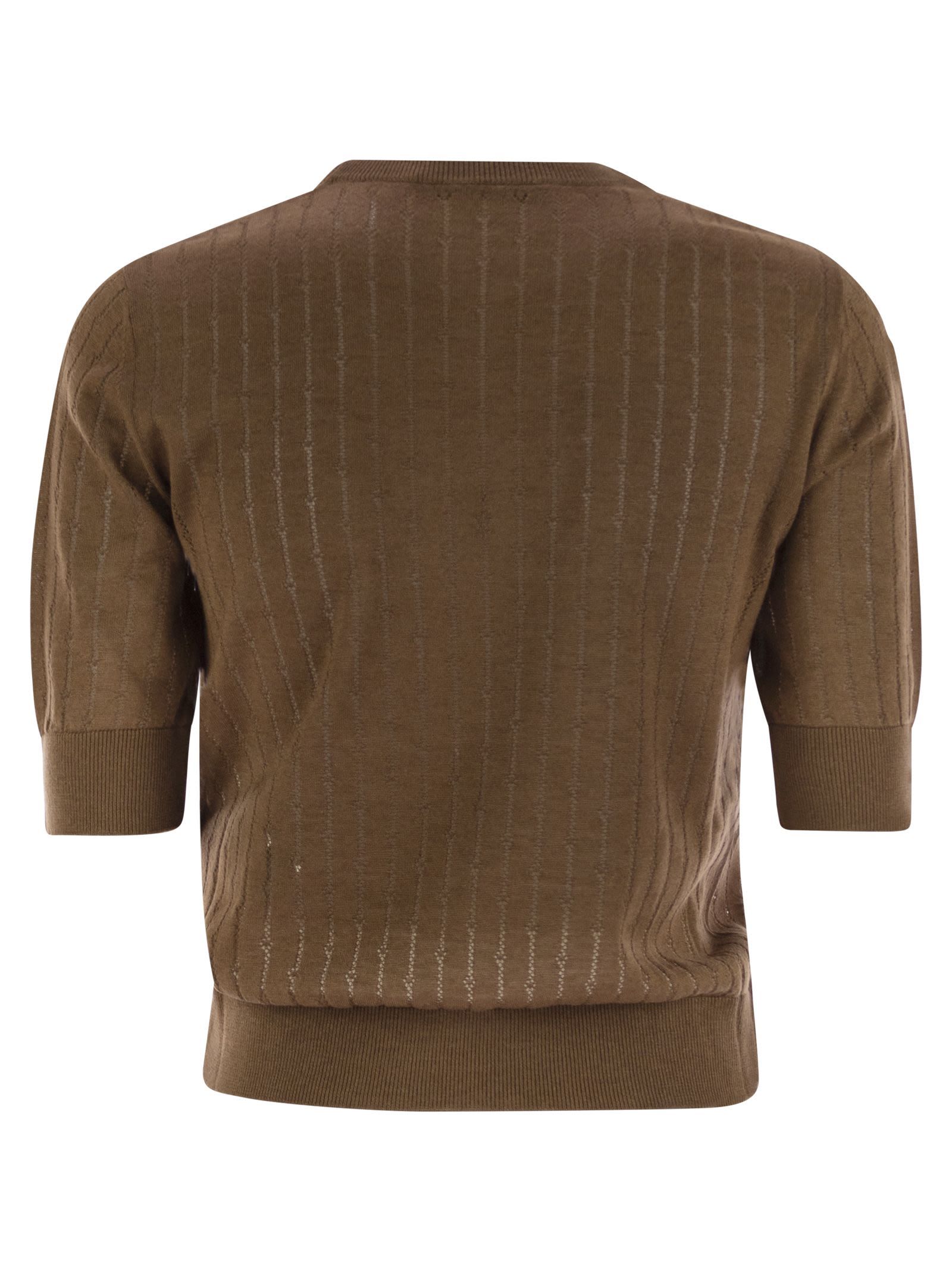 Max Mara Studio Pila Wool And Silk Sweater With Sequins In Brown
