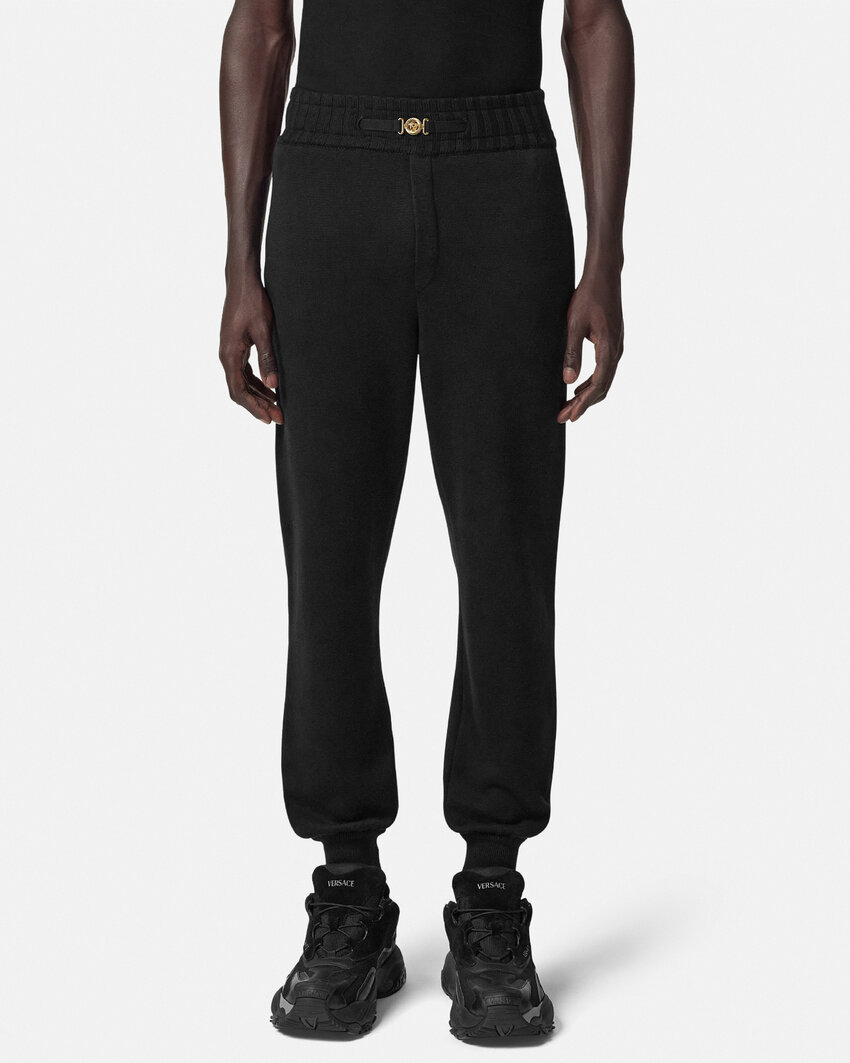Versace Medusa Biggie Cashmere-blend Track Pants In Black