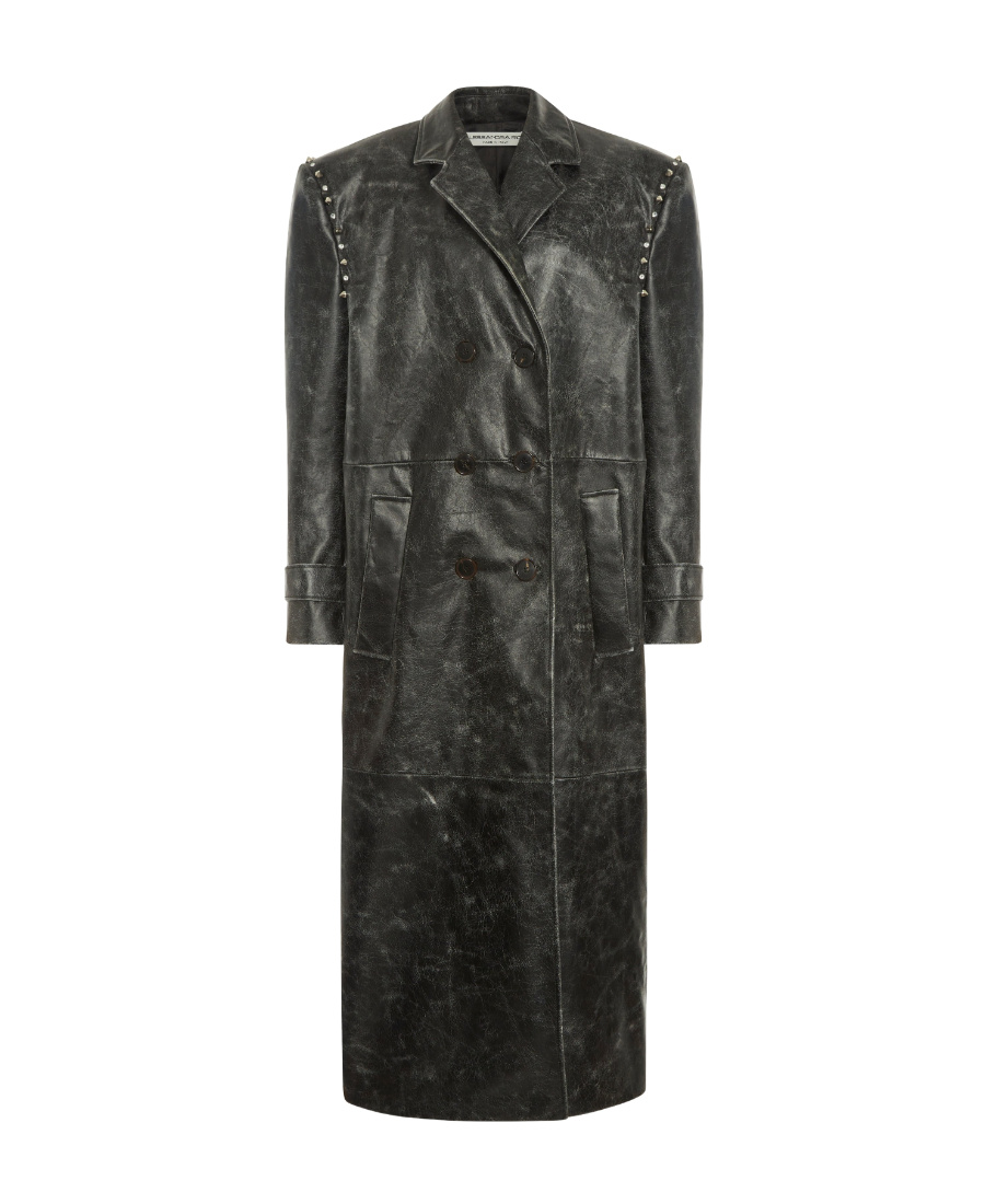 Alessandra Rich Large Profile Spiked Coat In Black