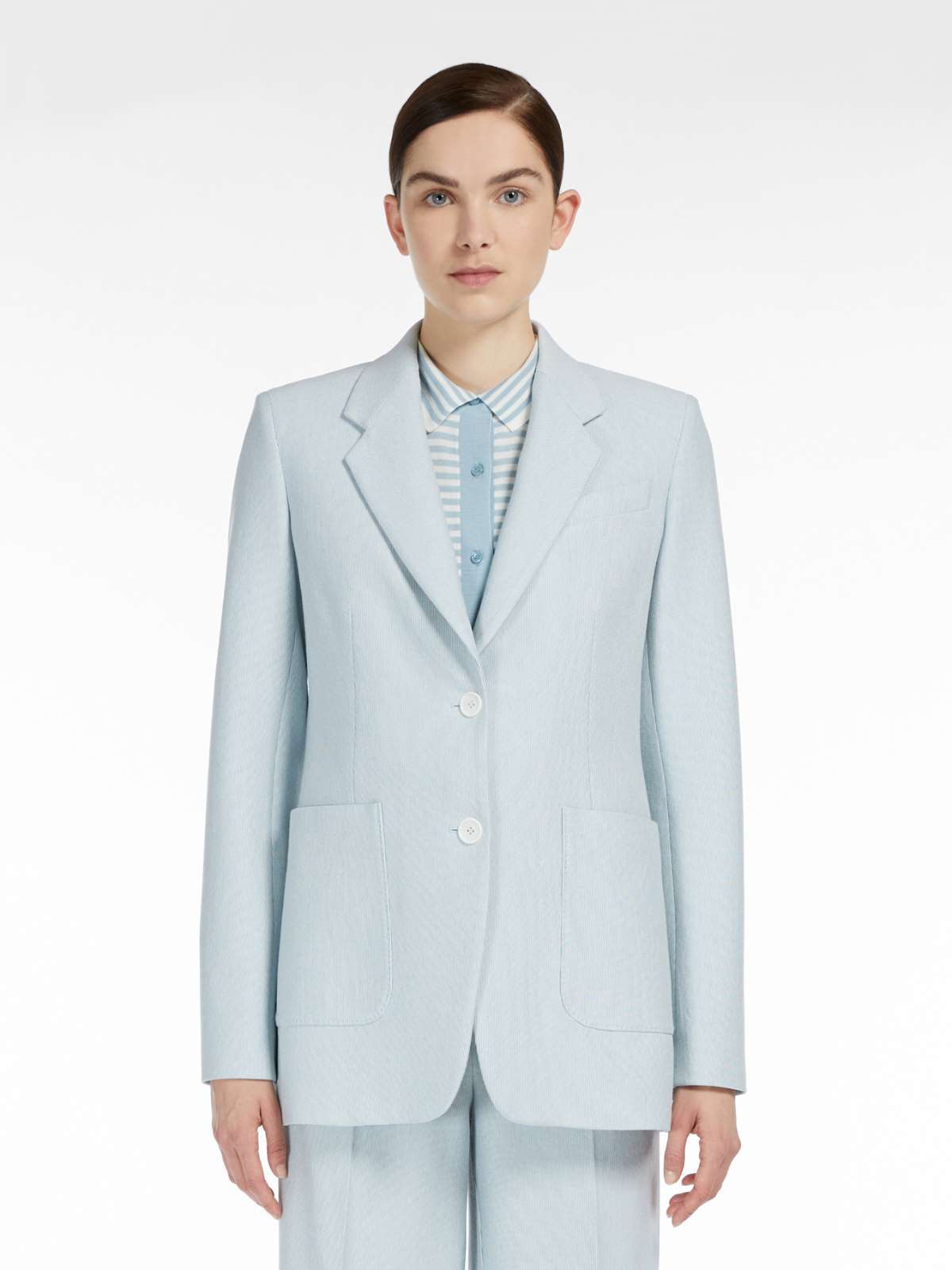 Max Mara Breasted Slim Suit Jacket In Blue