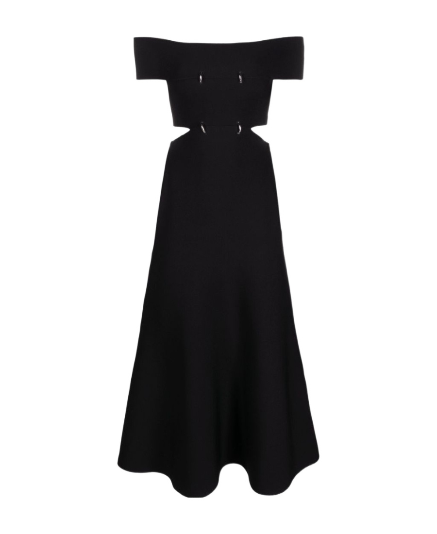 Alexander Mcqueen Off-shoulder Flared Midi Dress In Black