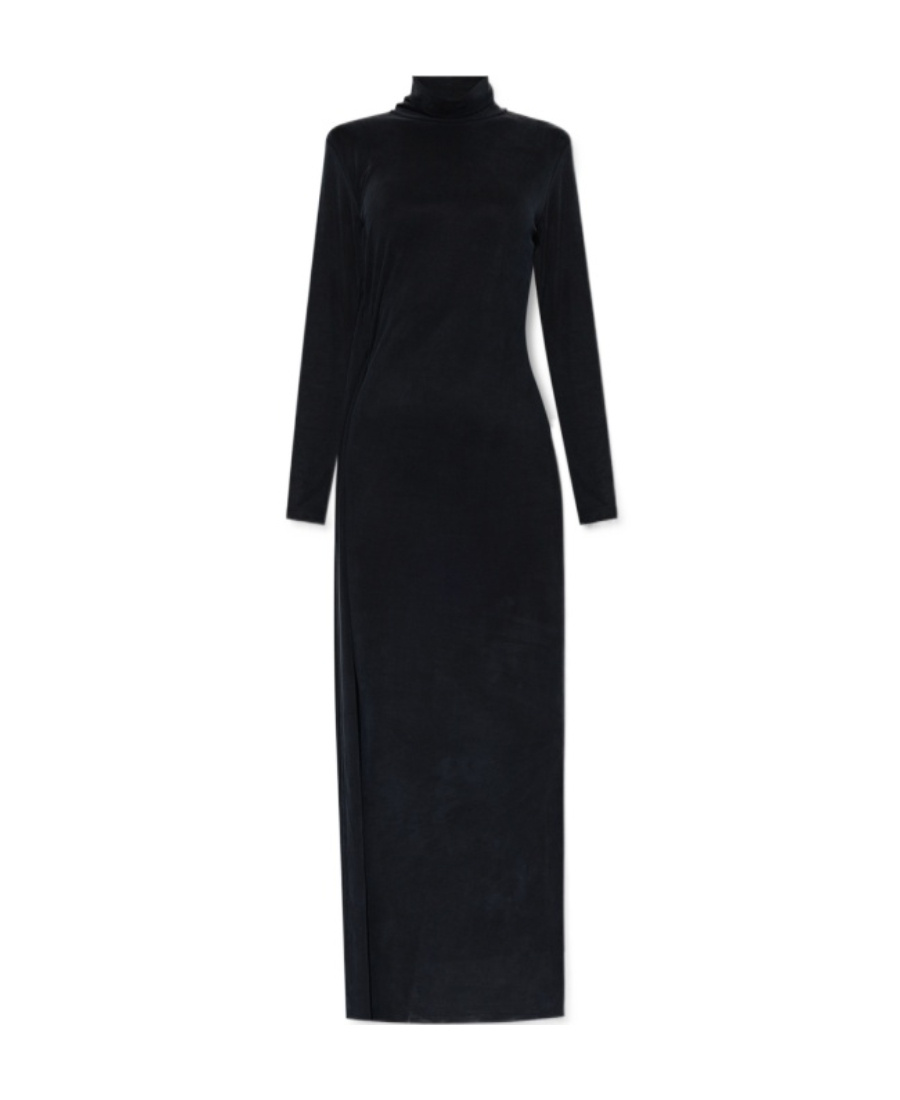Mm6 Maison Margiela Roll-neck Maxi Dress In Black