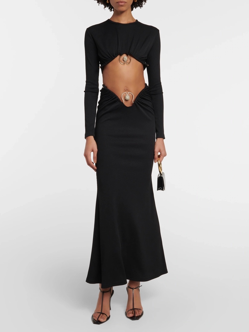 Christopher Esber Orbit Ruched Maxi Skirt In Black