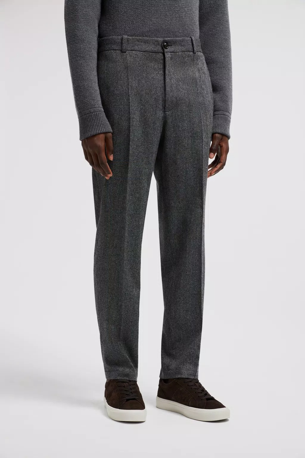 Moncler Men's Wool Blend Trousers In Black