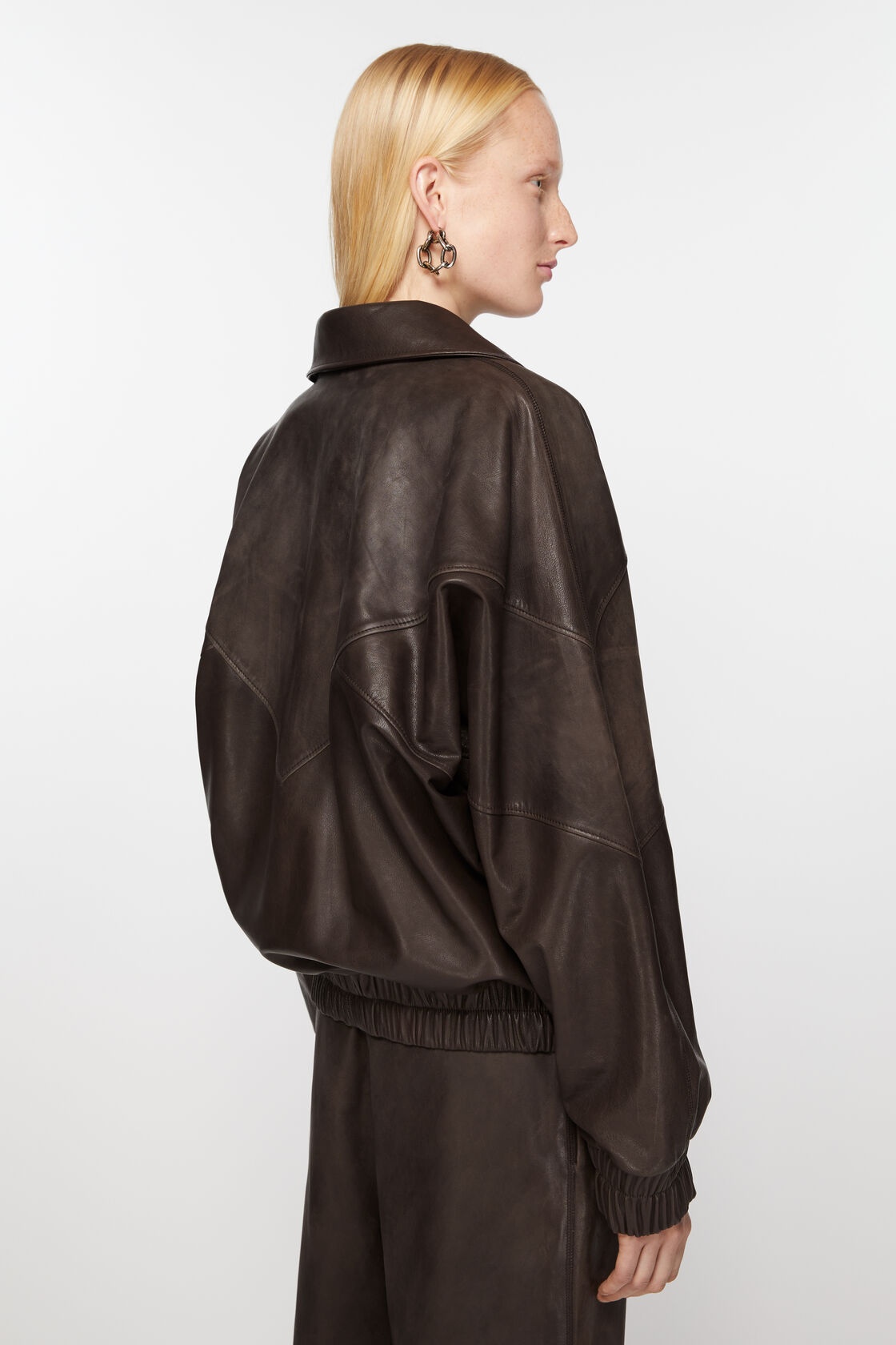 Acne Studios Leather Zipped Jacket In Brown