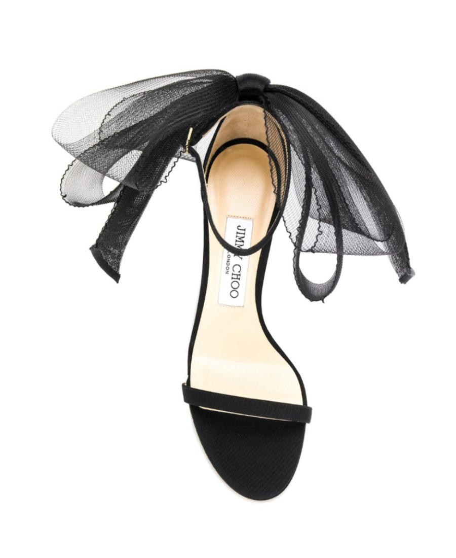 Jimmy Choo Aveline 100 Bow Detailed Sandals In Black