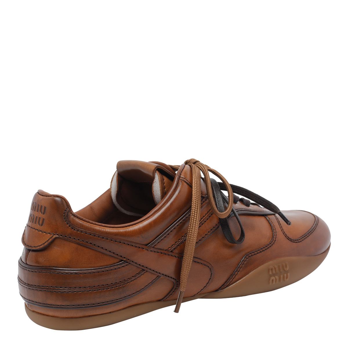 Miu Miu Round-toe Flat Shoes In Brown