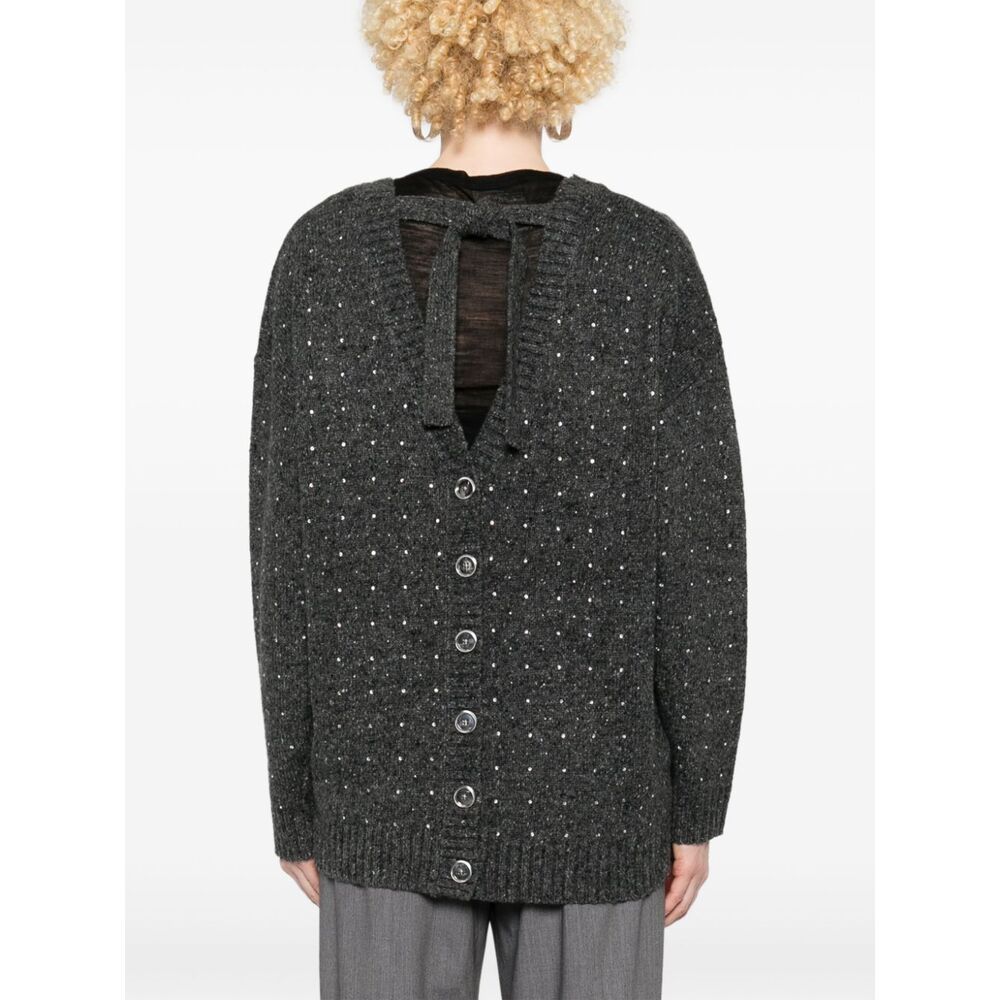 Shop Pinko Crystal-embellished Cardigan In Black