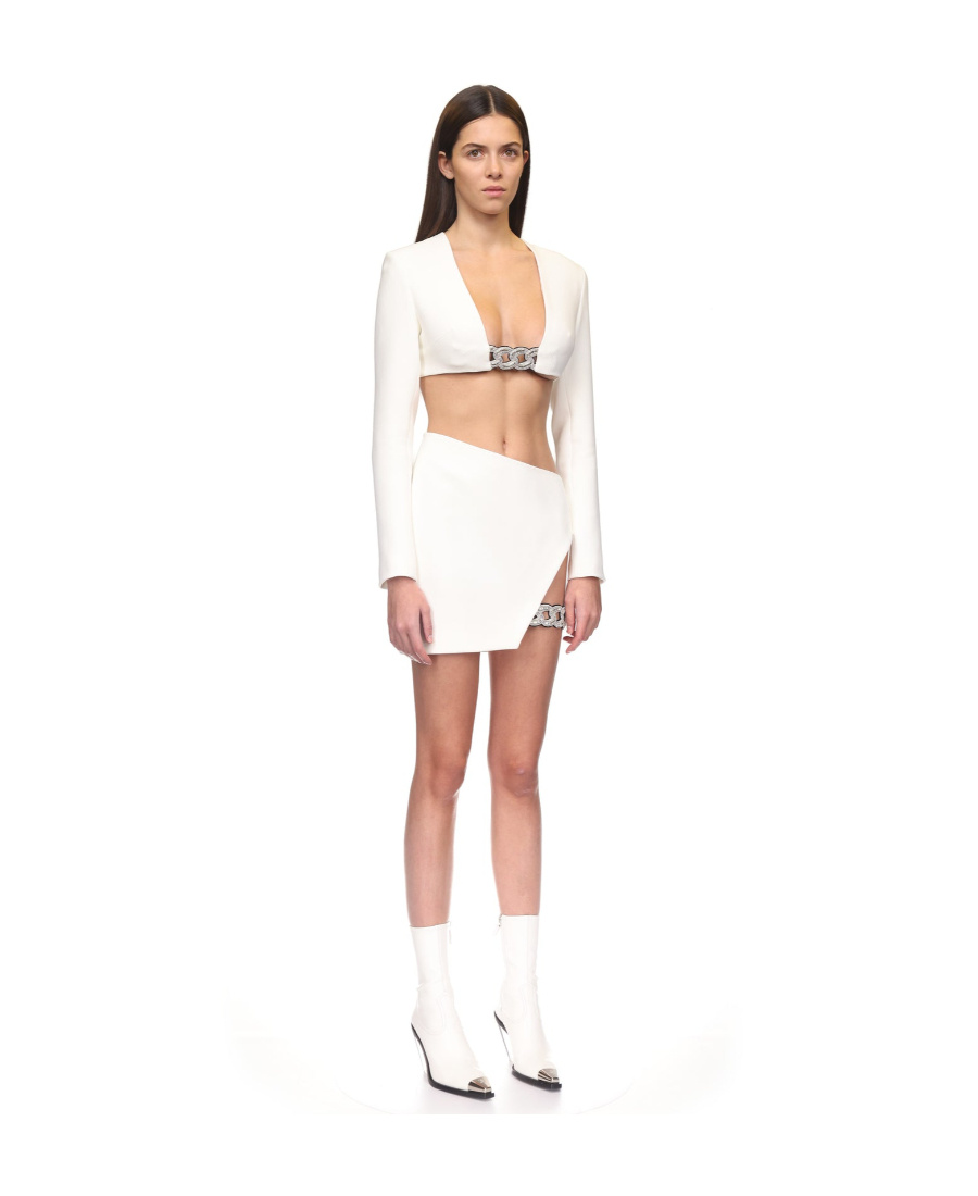DAVID KOMA 3D CRYSTAL CHAIN SQUARE COLLAR BLOUSE