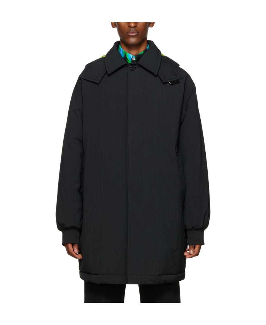 Msgm Button-up Mid-length Parka In Black