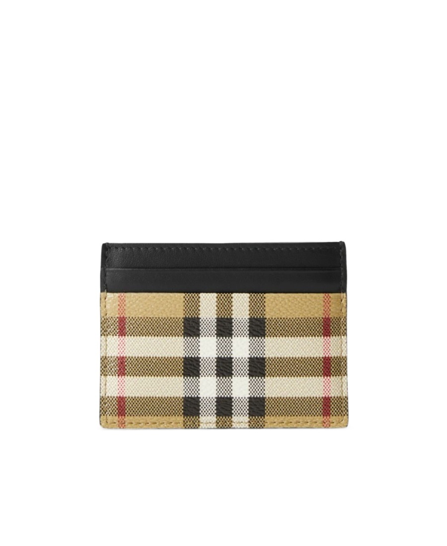 Burberry Textured Check Card Case With Contrast Trim In Nude