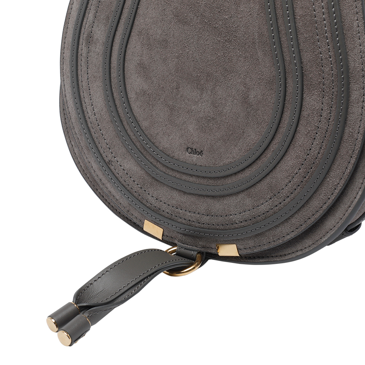 Chloé Suede Shoulder Bag Adjustable Strap In Gray