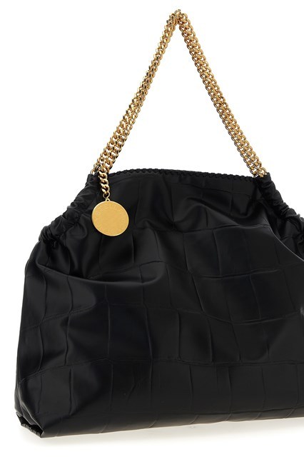 Stella Mccartney Large Quilted Chain Strap Shopping Bag In Black