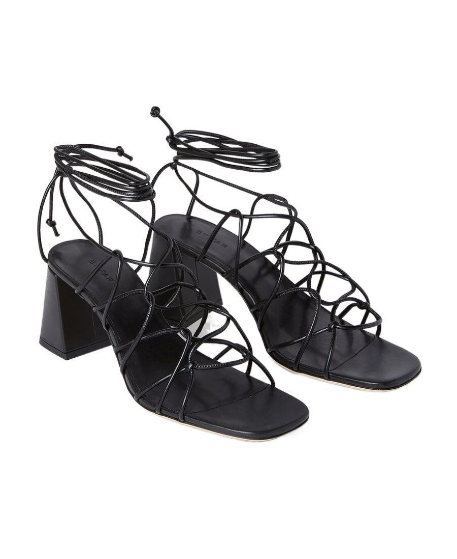 Shop By Far Block Heel Strappy Sandals In Black