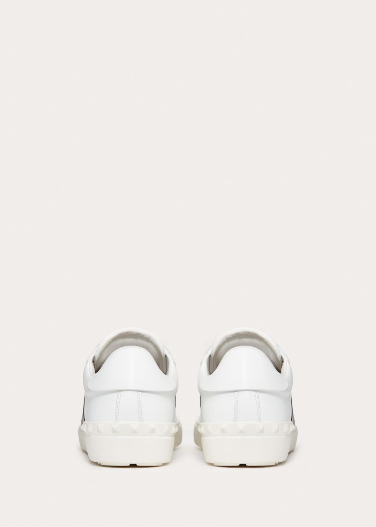 Valentino Garavani Open Leather Sneakers With Contrast Band And Stud Details Shoes In White