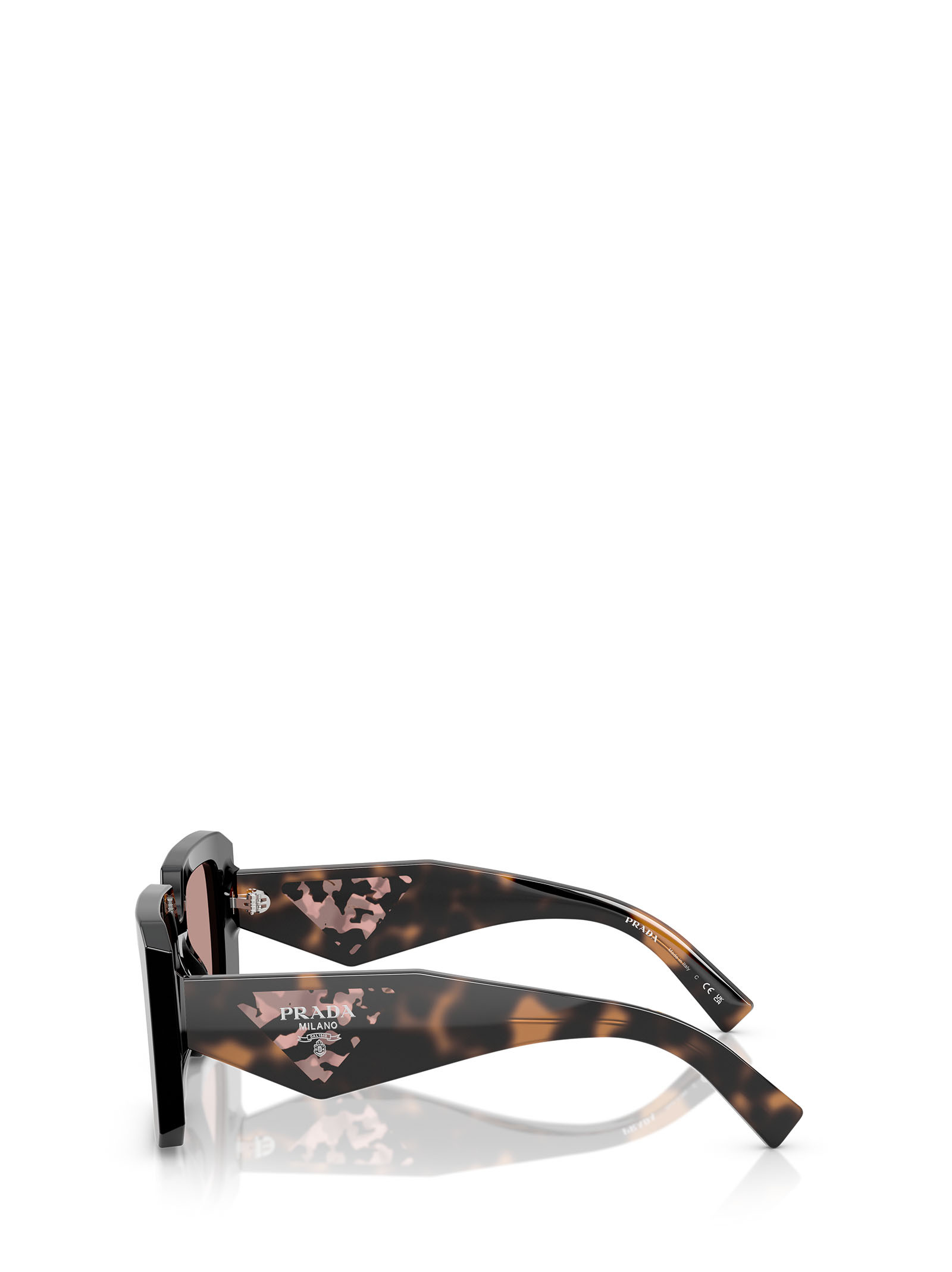 Prada Tortoiseshell-effect Square Sunglasses In Black