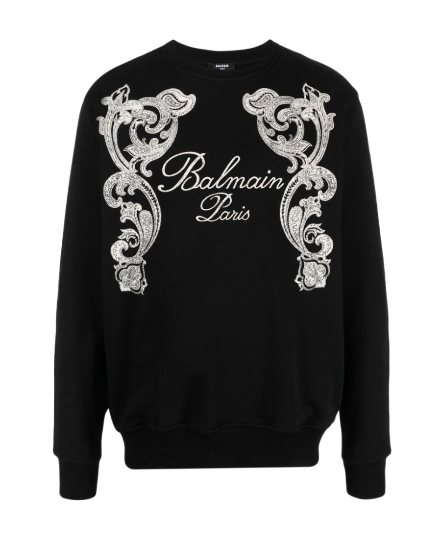 Balmain Logo-print Cotton Sweatshirt In Black