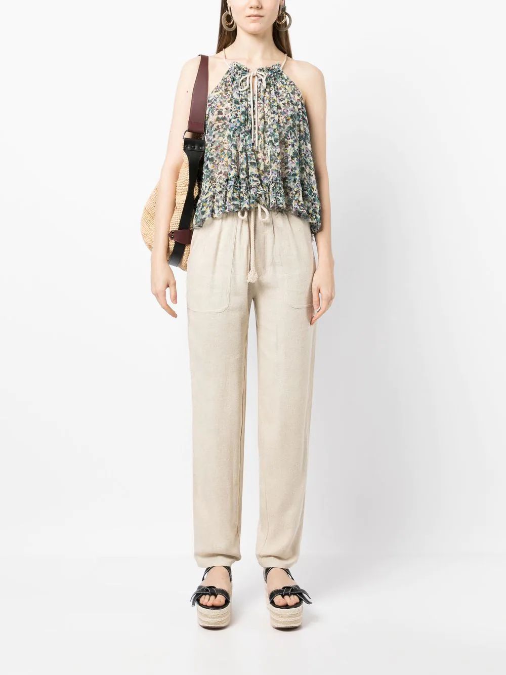 Isabel Marant Étoile Mid-rise Drawstring Tapered Trousers In Neutral