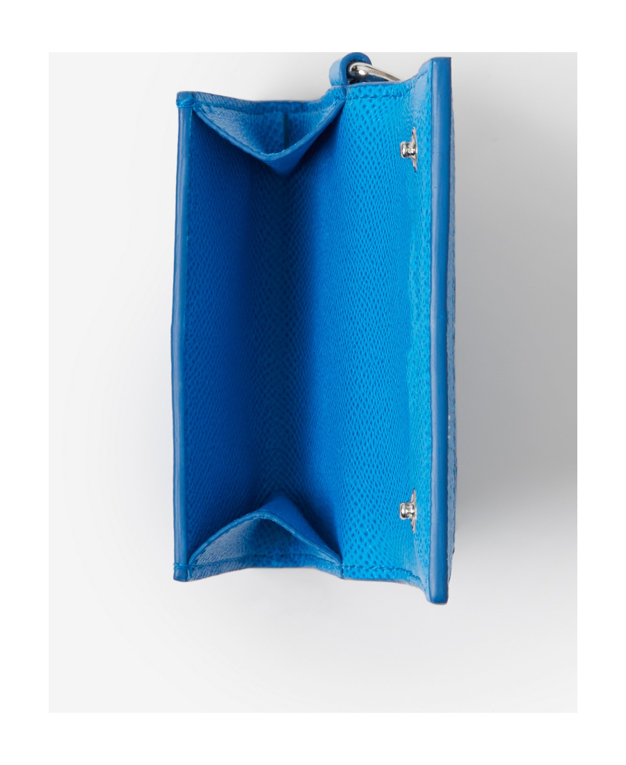 Burberry Grainy Leather Tb Card Case Lanyard In Blue
