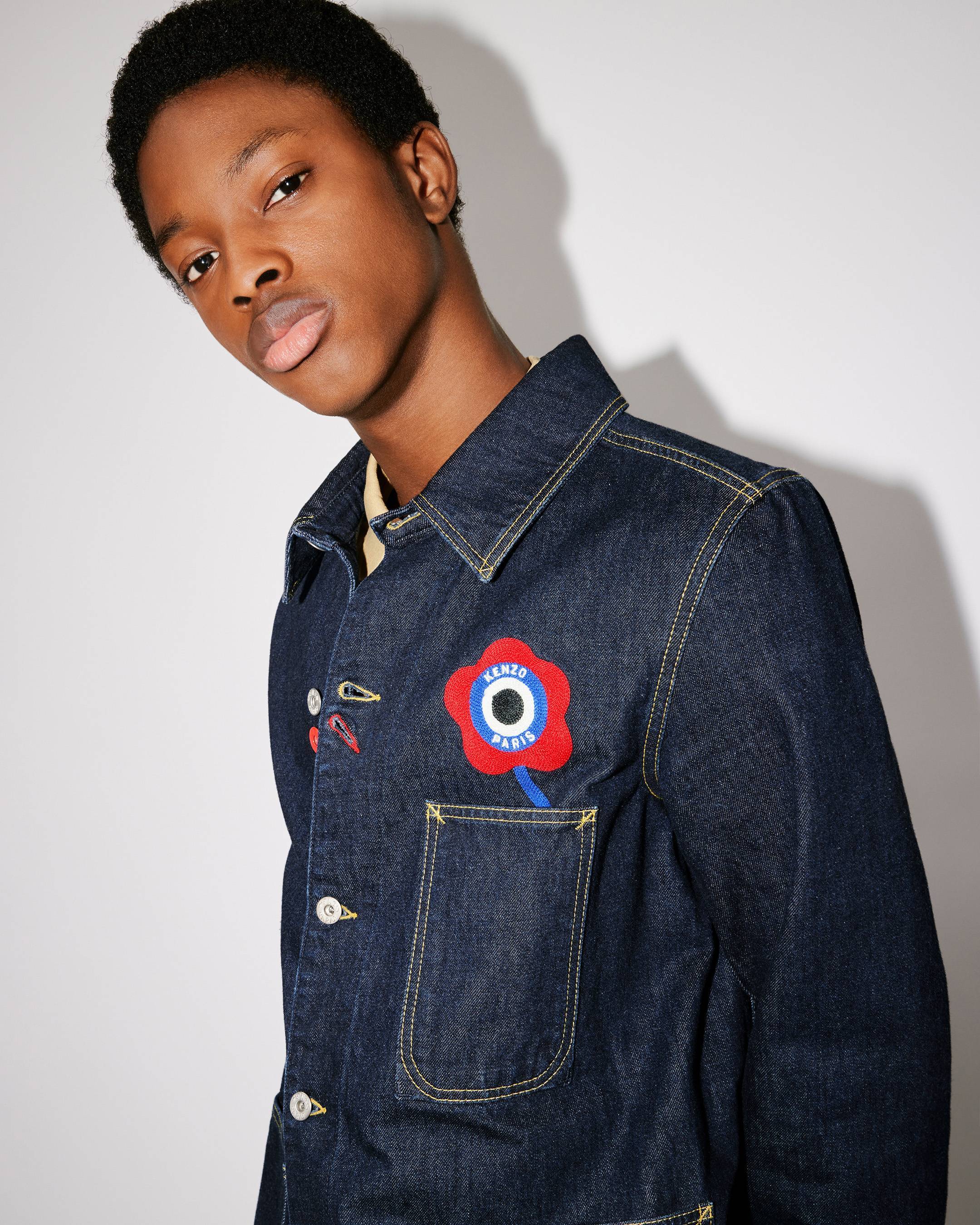 Shop Kenzo ' Target' Denim Workwear Jacket In Blue