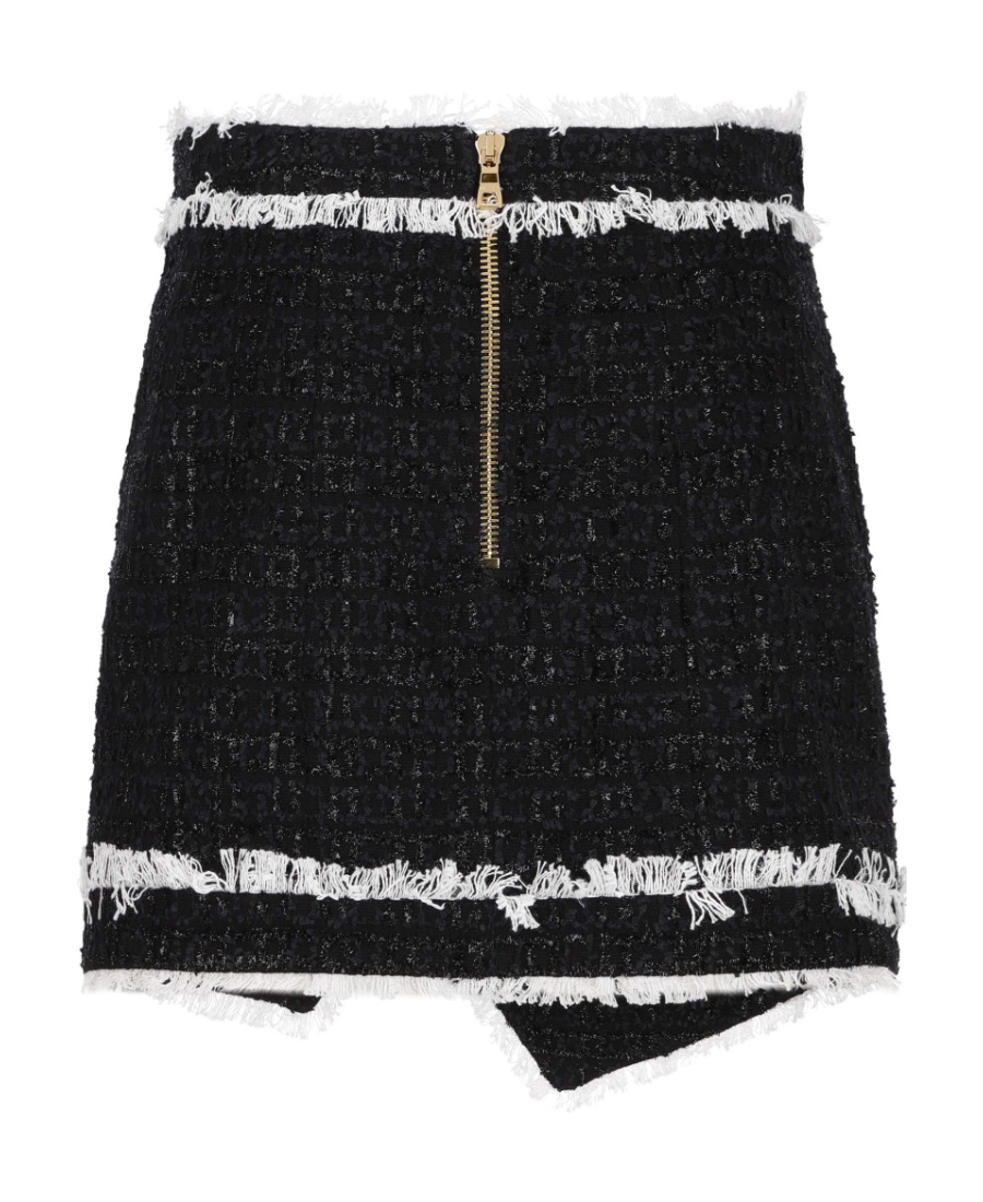 BALMAIN ASYMMETRIC TWEED MINI SKIRT 