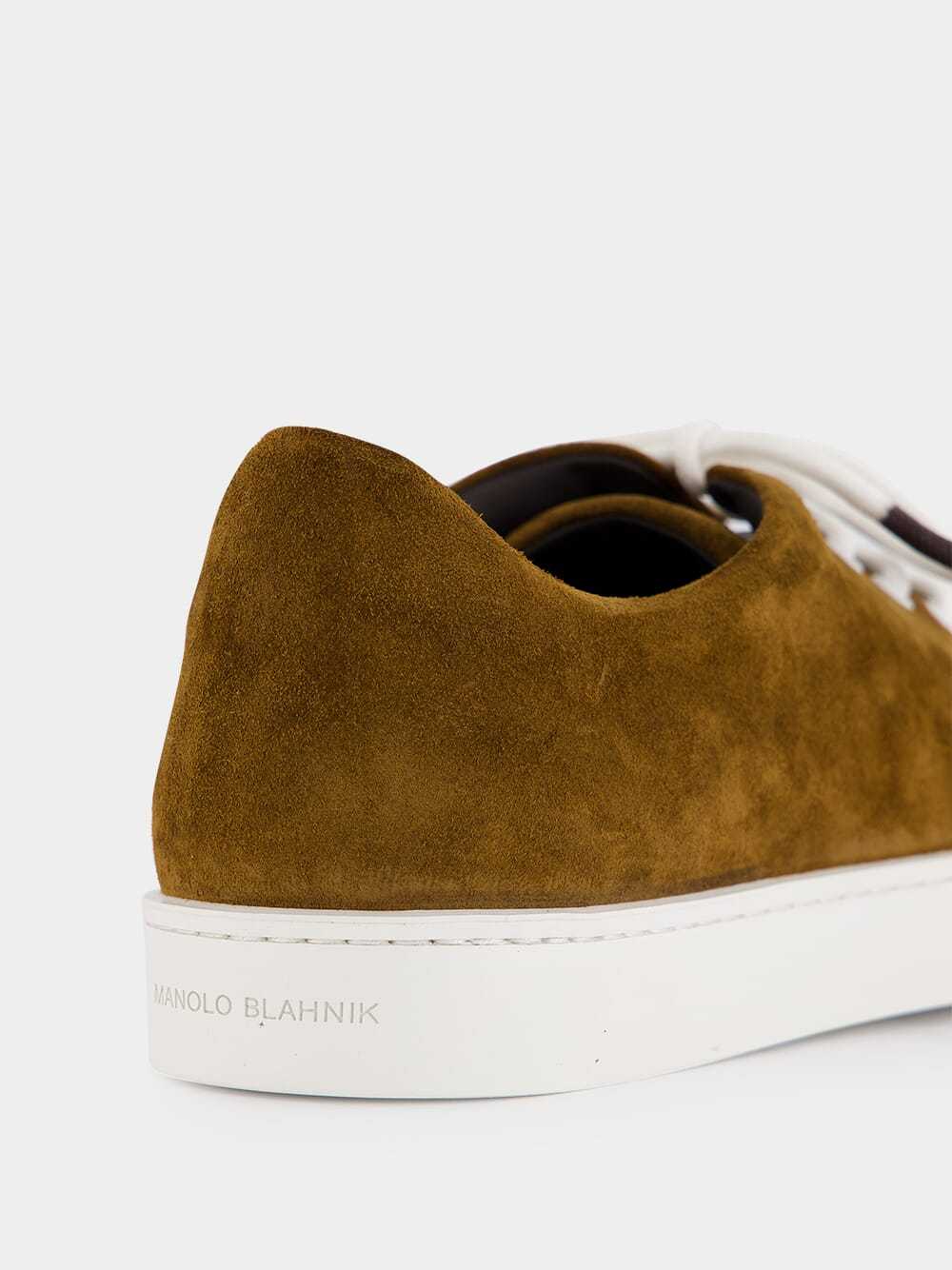 Manolo Blahnik Lace-up Low-cut Casual Shoes In Brown