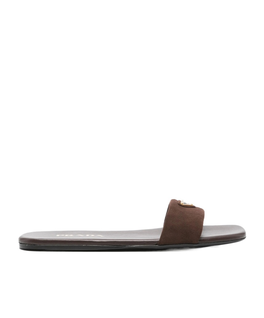 Prada Square-toed Slippers In Brown