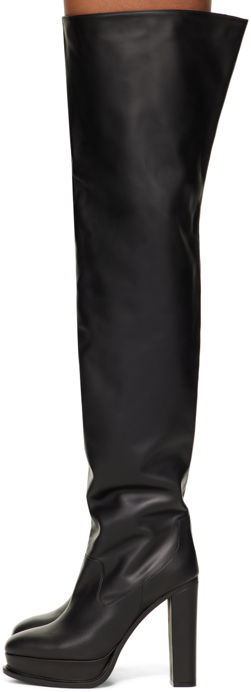 Alexander Mcqueen Platform Thigh-high Boots In Black