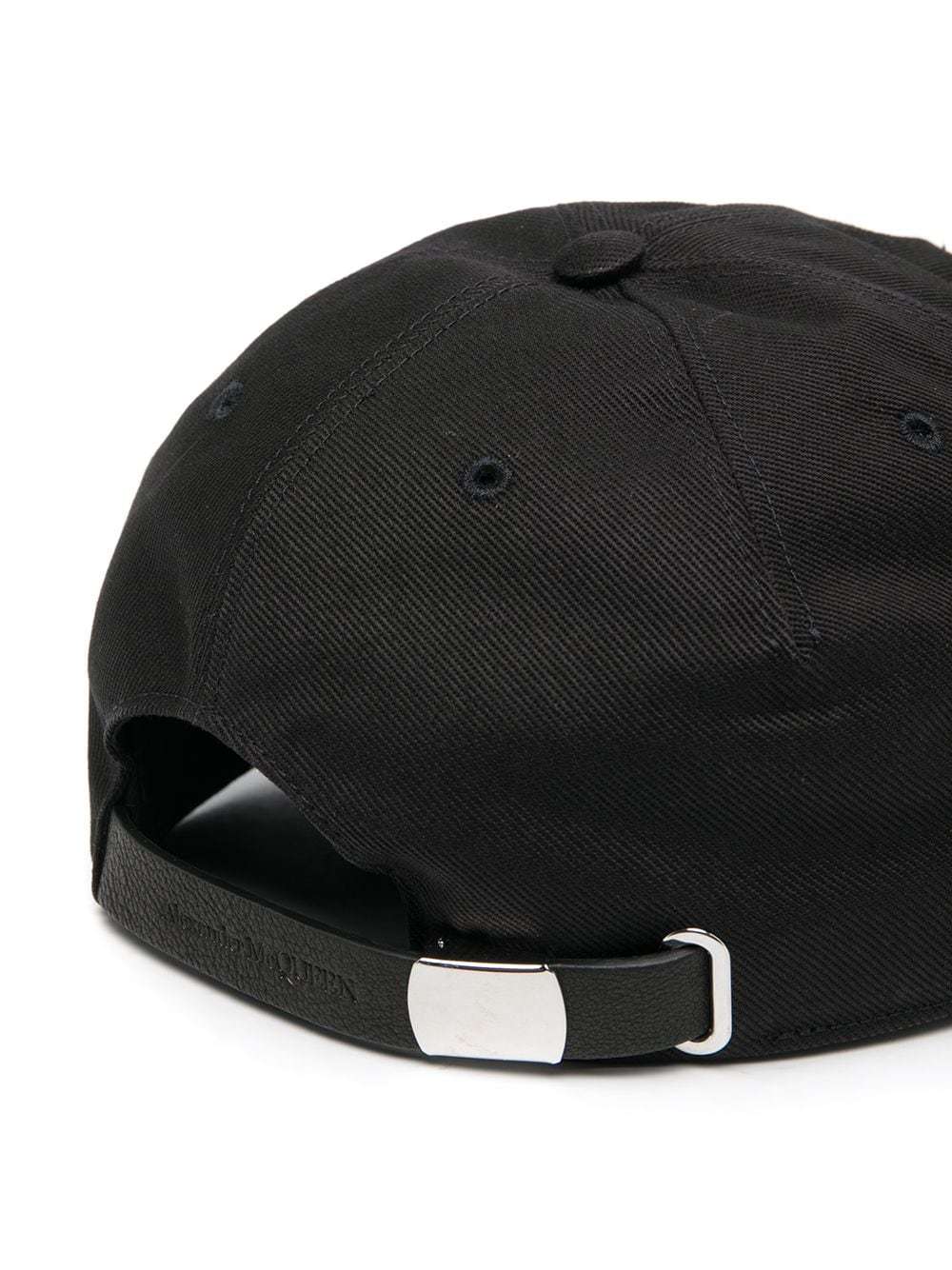 Alexander Mcqueen Oversize Embroidered Mcq Baseball Cap In Black