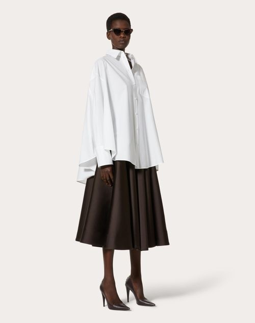 Valentino Pleated Tech Duchesse Midi Skirt In Black