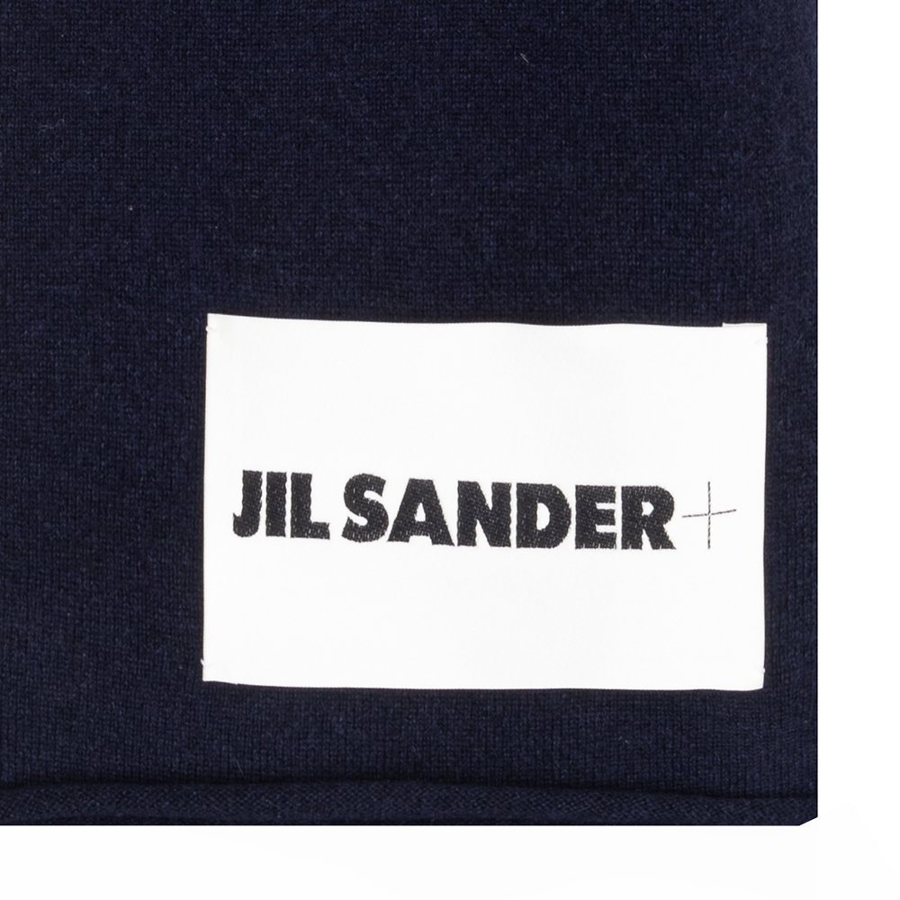 Jil Sander Rectangular Wool Scarf Soft Texture In Black