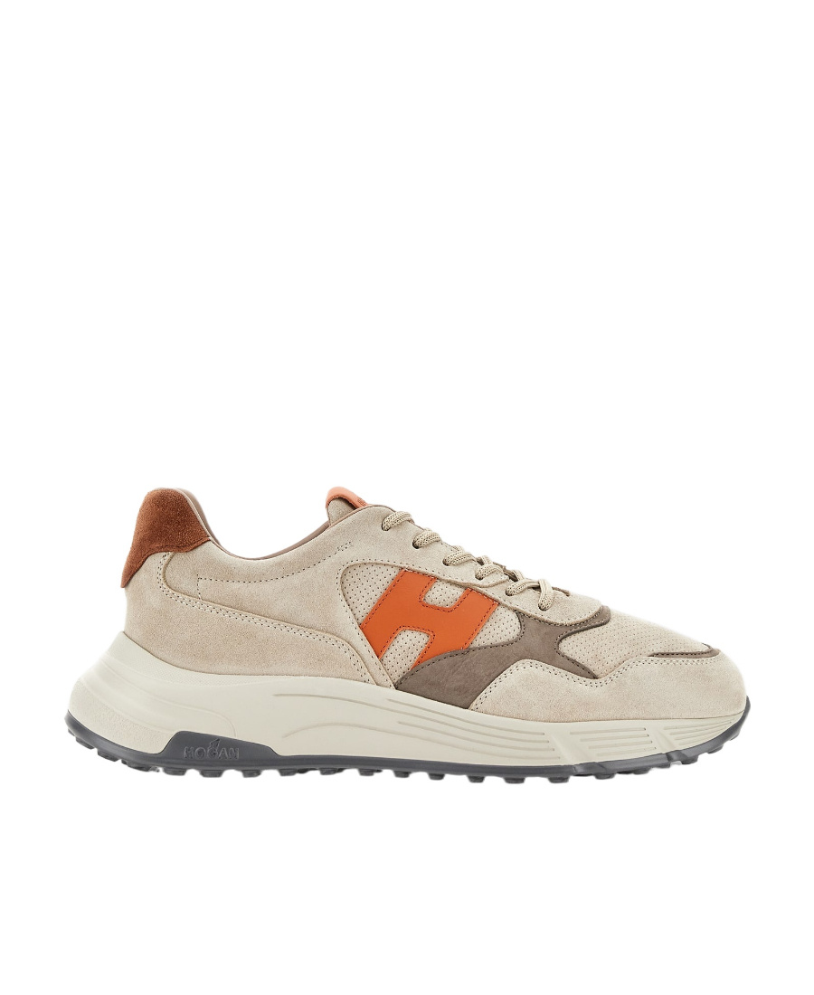 Hogan Hyperlight Lace-up Panelled Sneakers In Nude