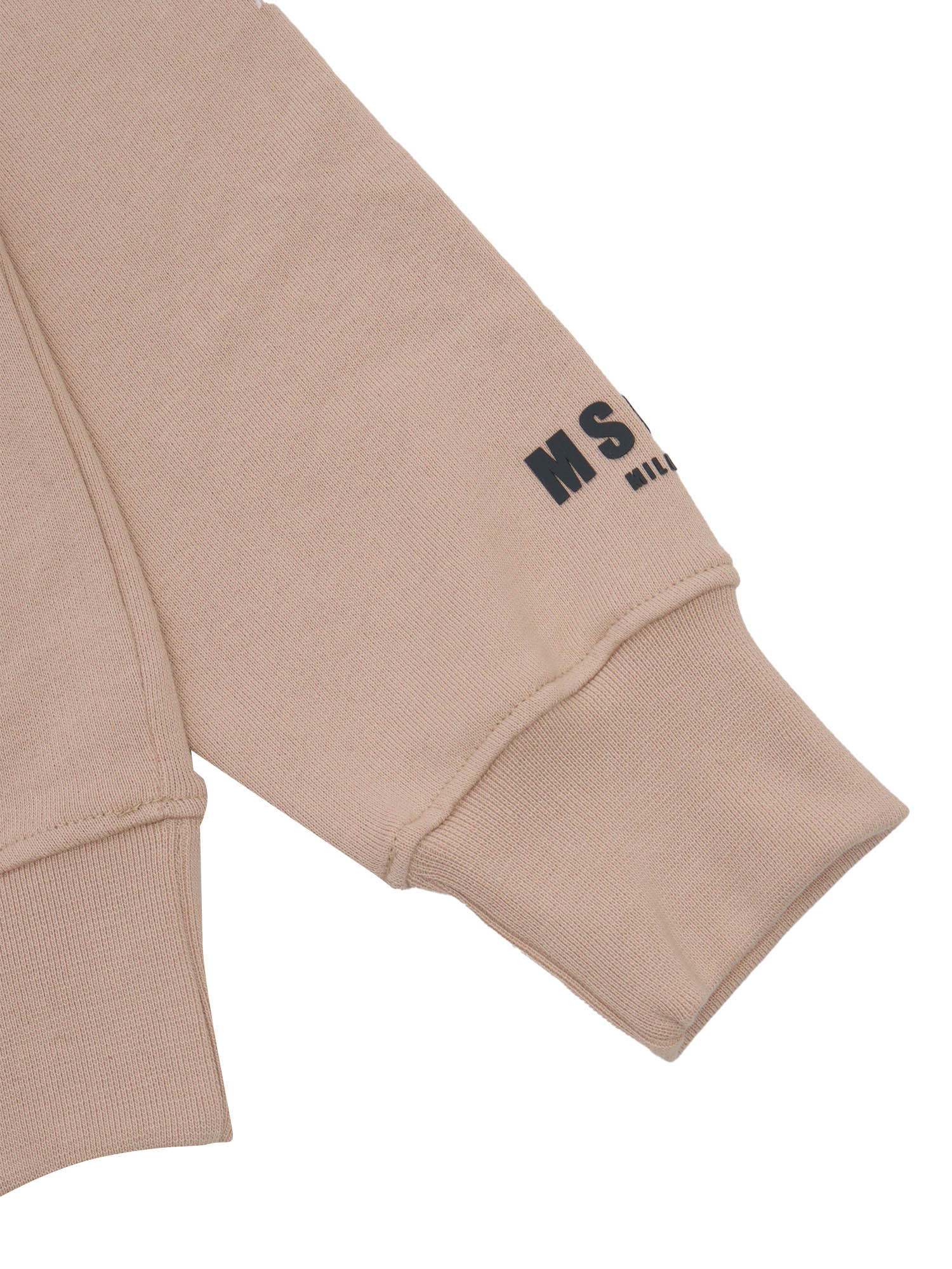Msgm Long-sleeved Hooded Sweater In Nude