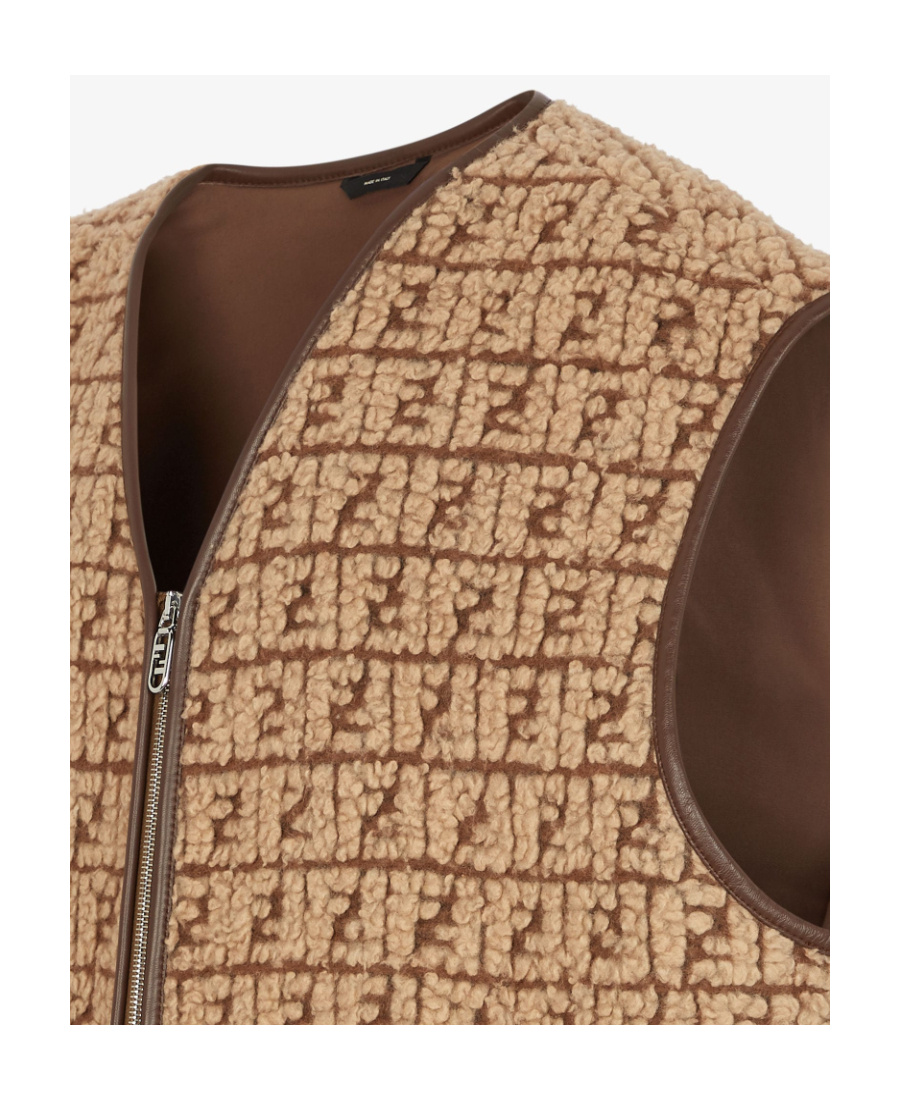 Fendi Ff Wool-blend Teddy Vest In Brown
