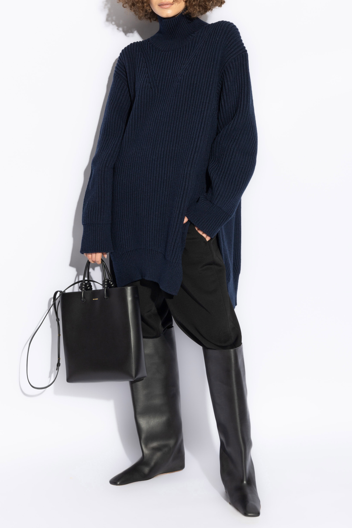 Jil Sander Chunky-ribbed Wool Jumper In Black
