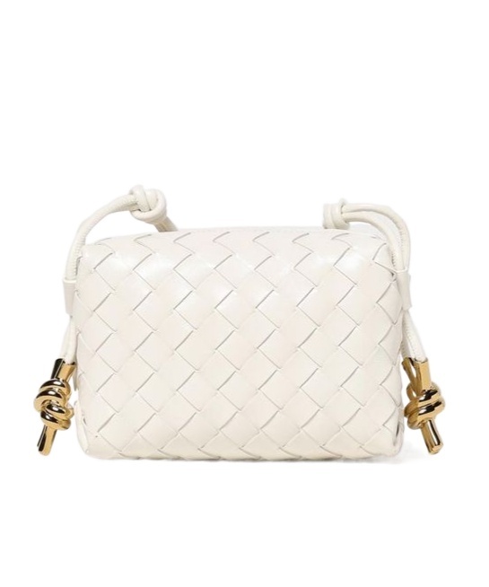 Bottega Veneta Womens White Candy Loop Micro Intrecciato Leather Cross-body Bag In White