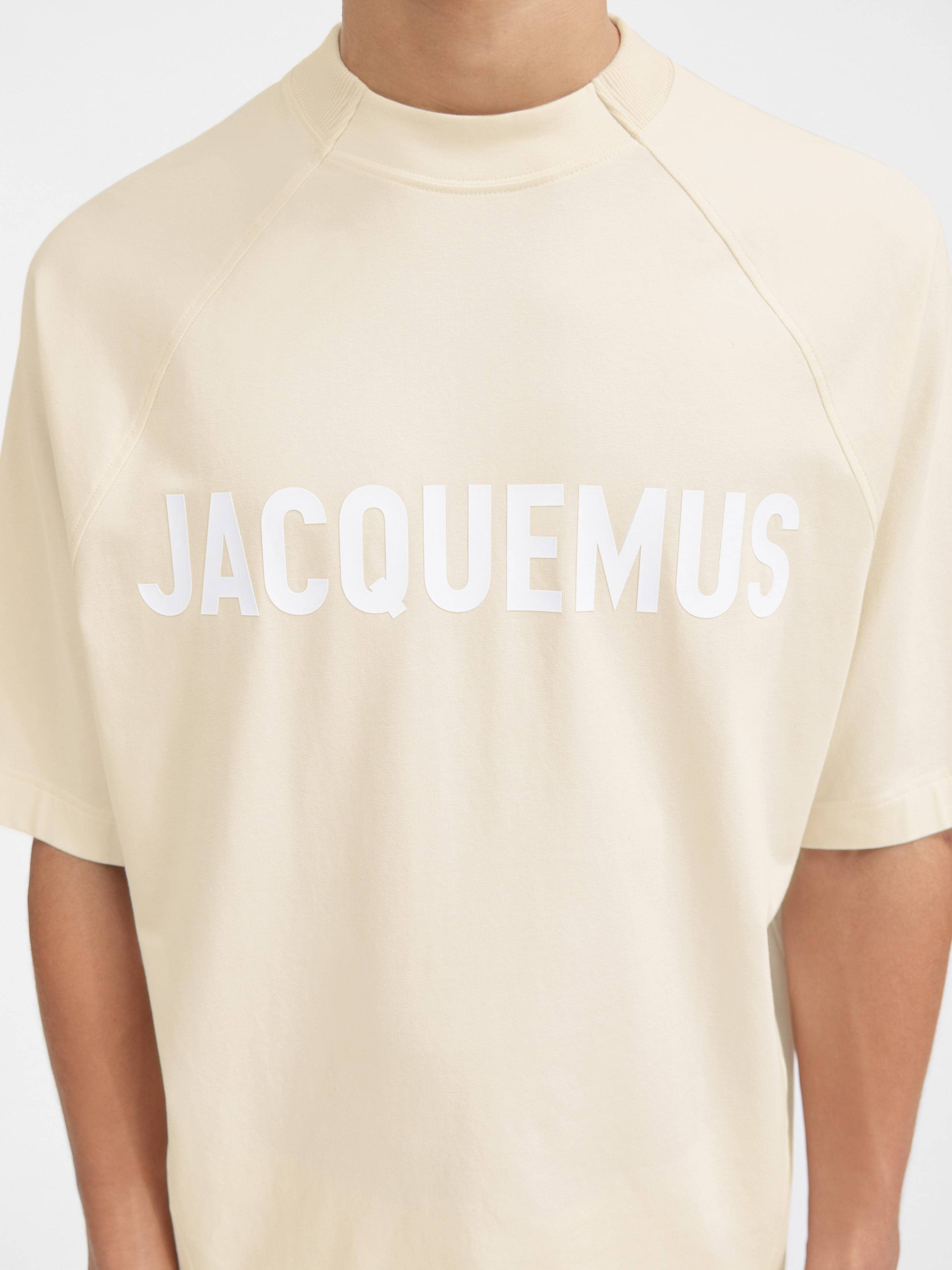 Shop Jacquemus Typo Crewneck T-shirt In Nude