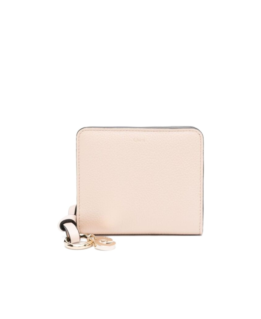 Chloé Alphabet Leather Compact Wallet In Nude