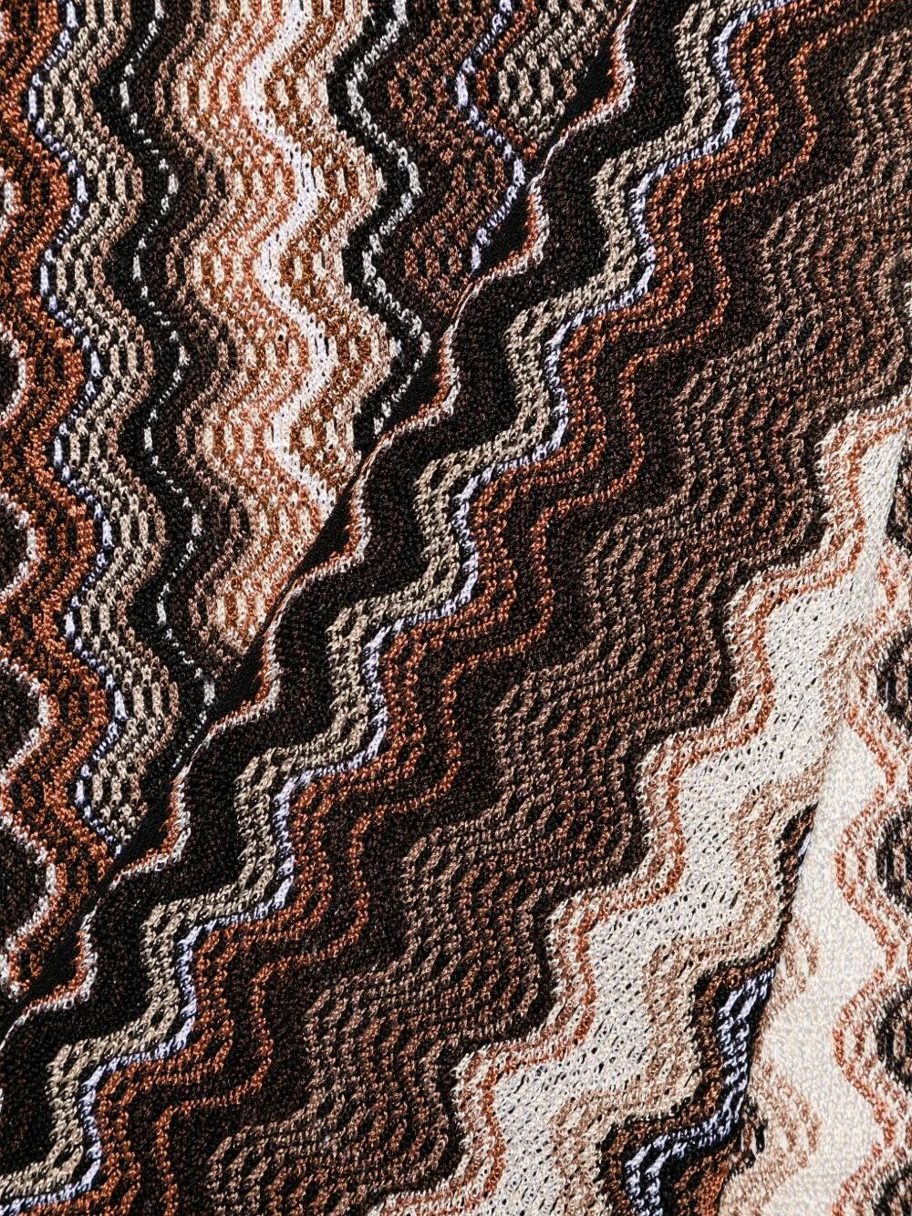 Missoni Fringed Viscose Scarf Zig-zag Texture In Multicolor