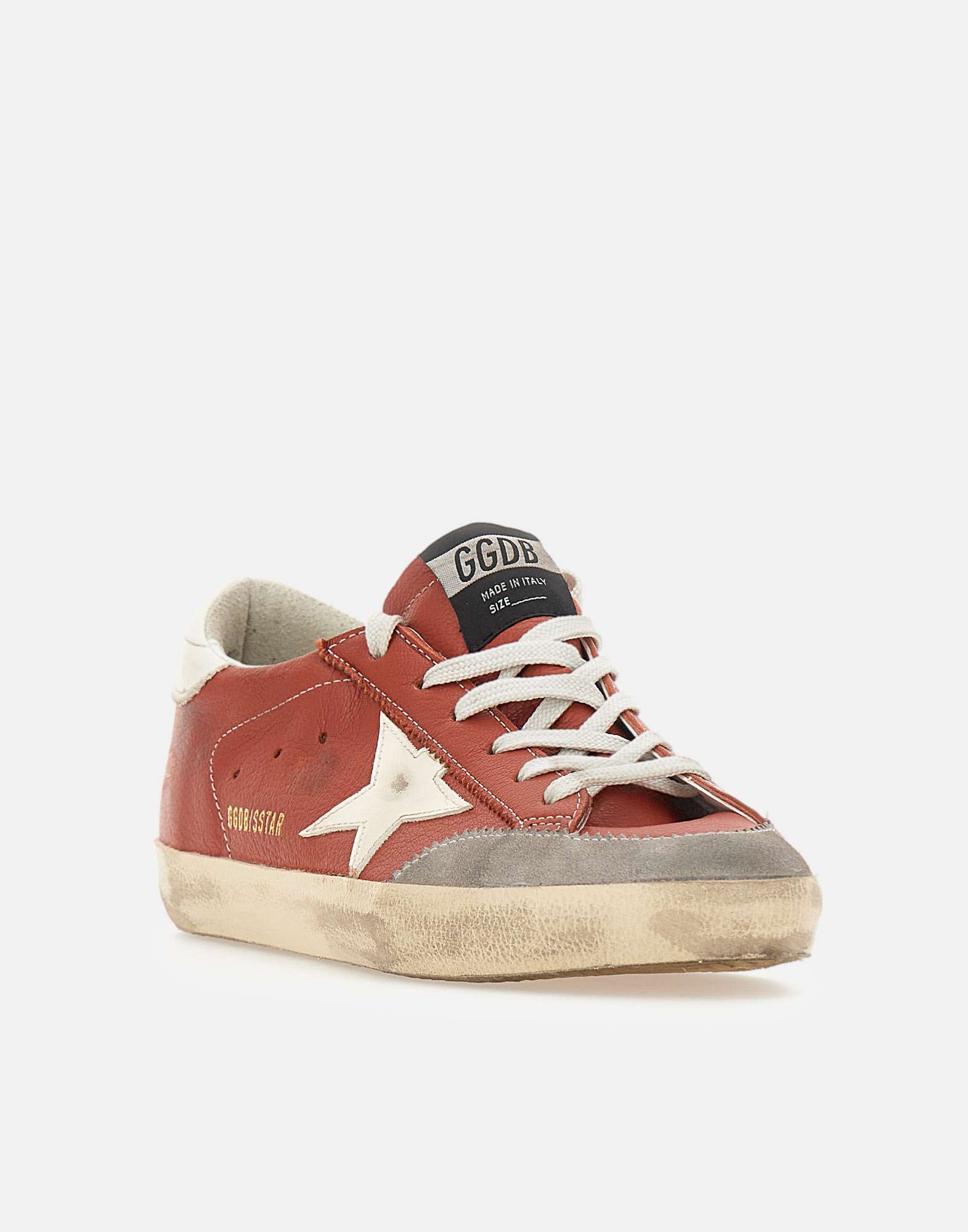 Golden Goose Super-star Distressed Suede-trimmed Leather Sneakers In Orange