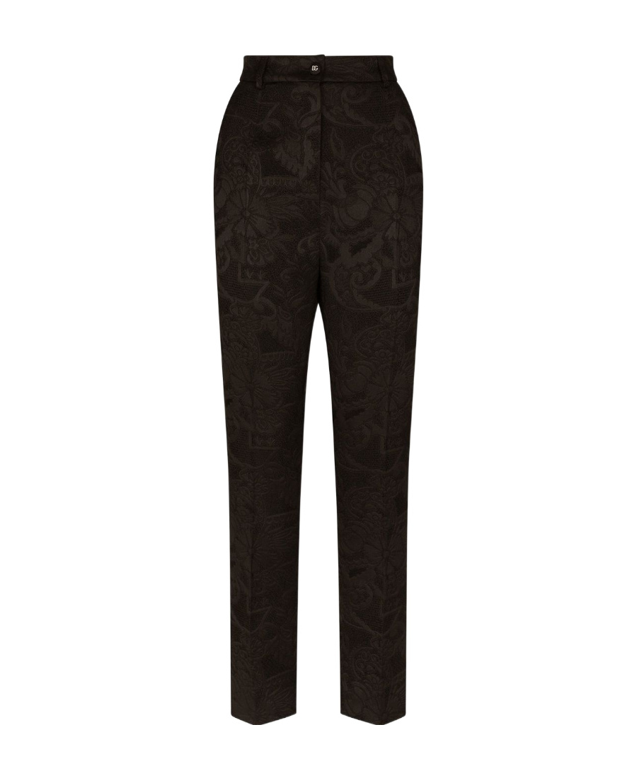 Dolce & Gabbana Floral Jacquard Pants In Black