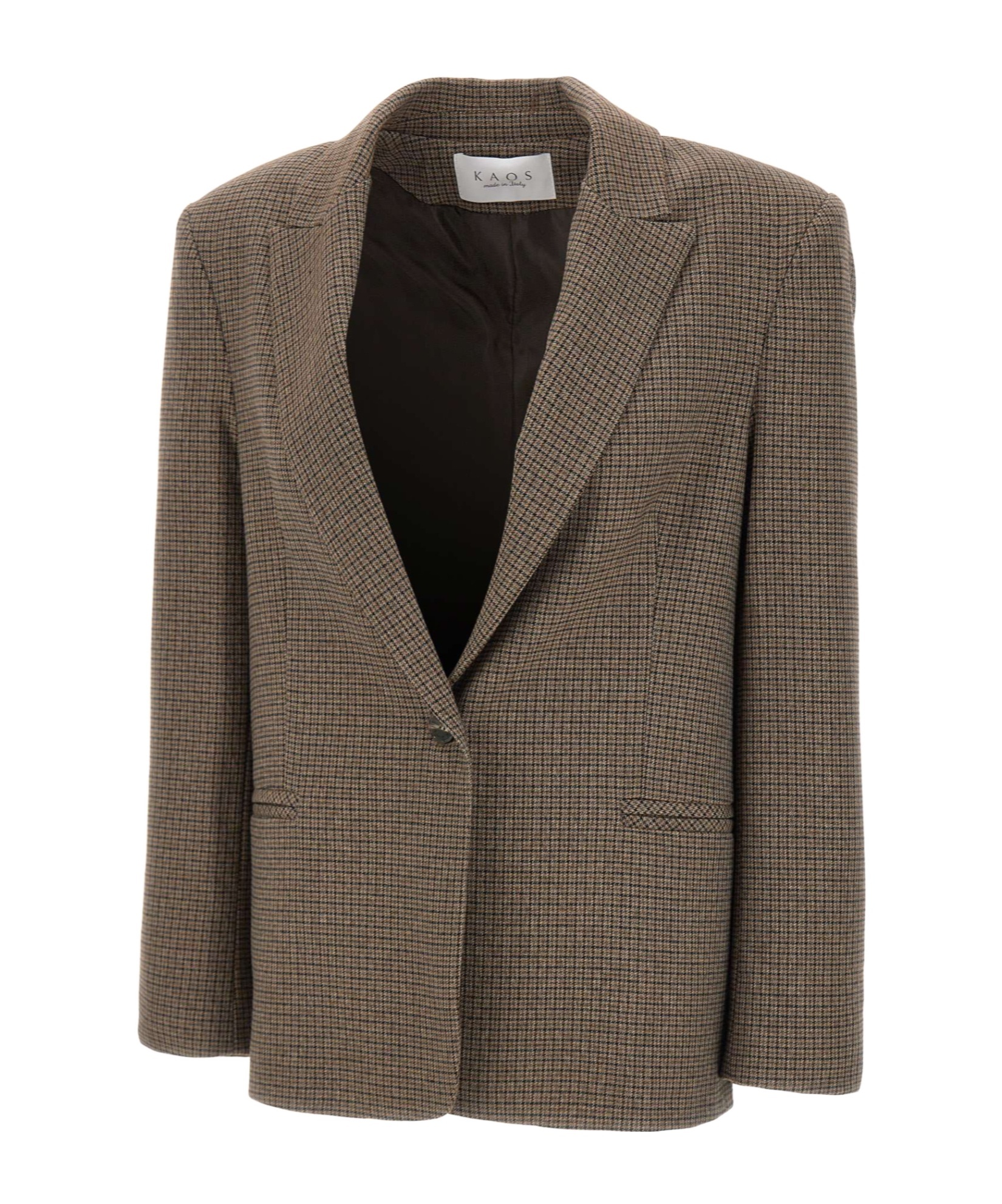 Kaos Single-breasted Houndstooth Blazer In Brown