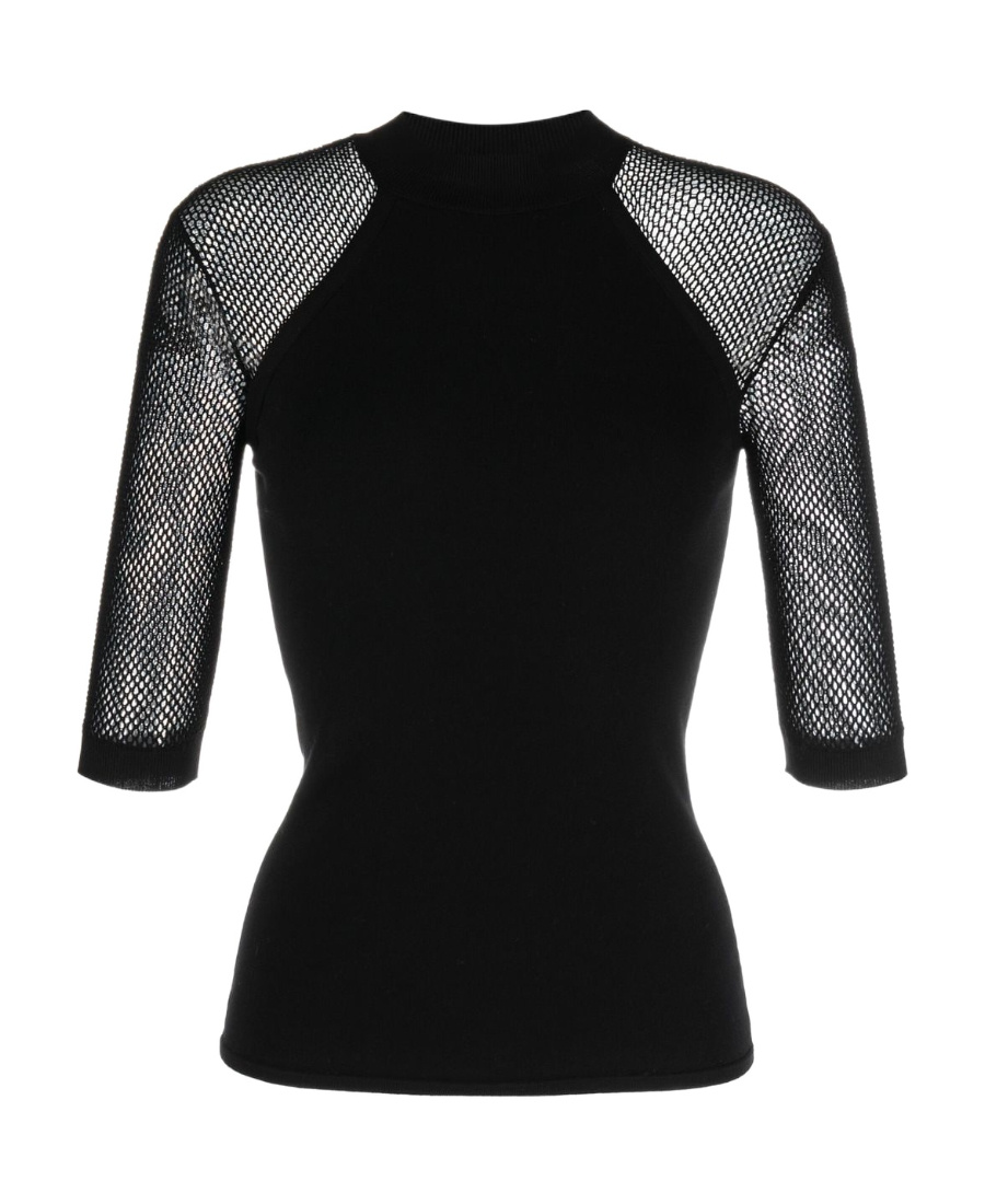 Stella Mccartney Mesh Panelled Knitted Top In Black