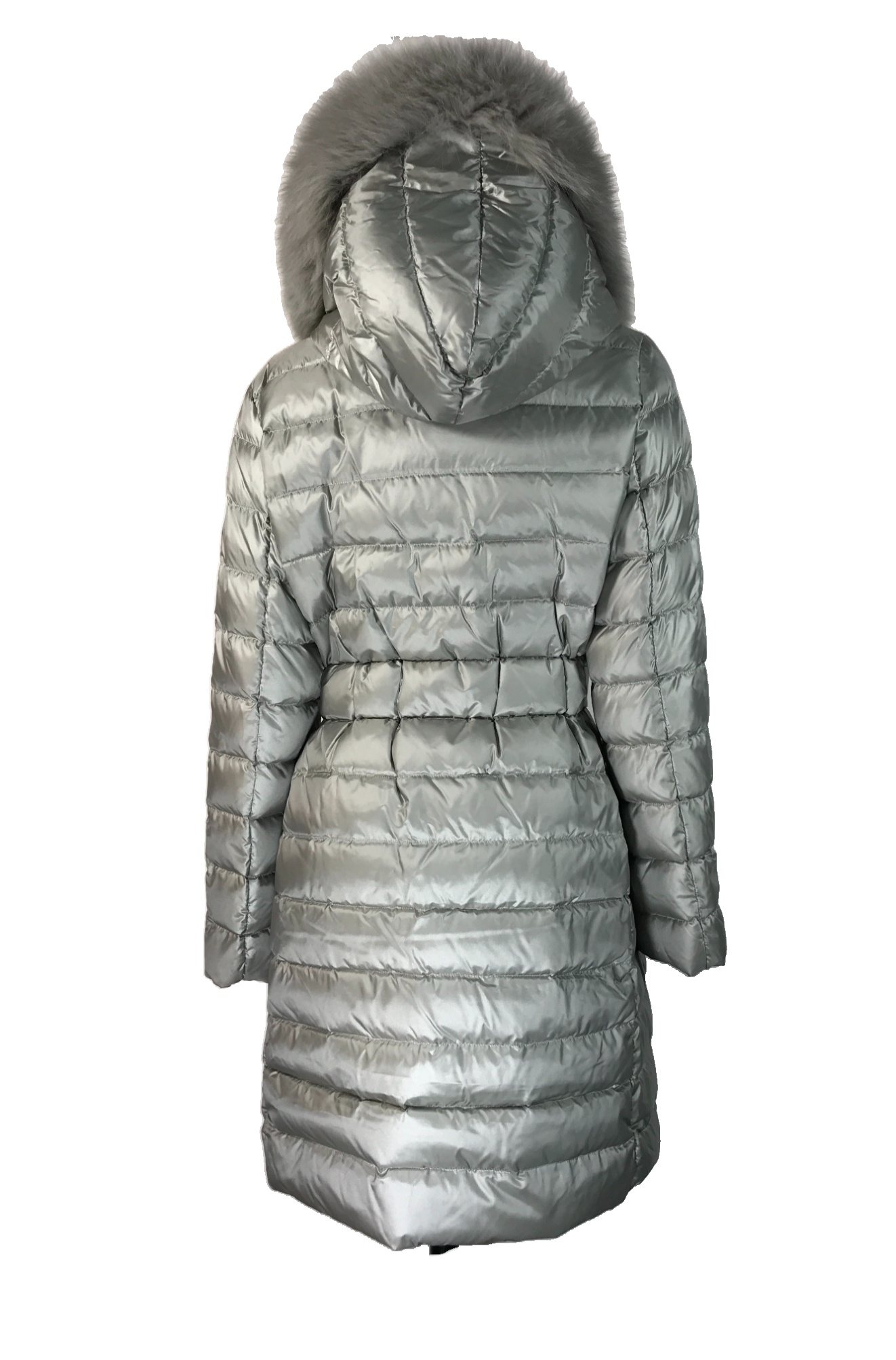 Max Mara Long-sleeved Hooded Down Jacket In Gray