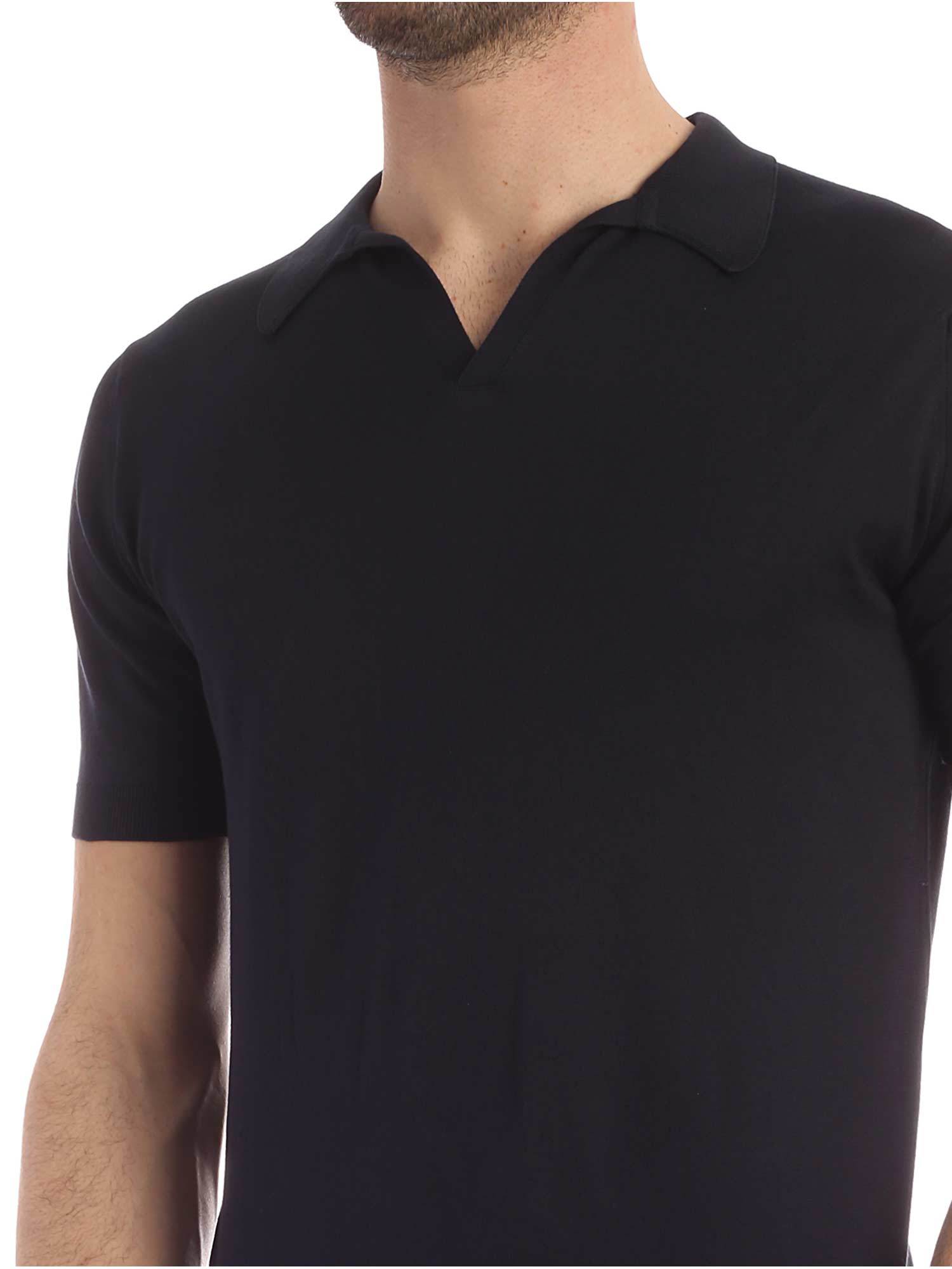 John Smedley Noah Skipper Collar Shirt Ss In Black