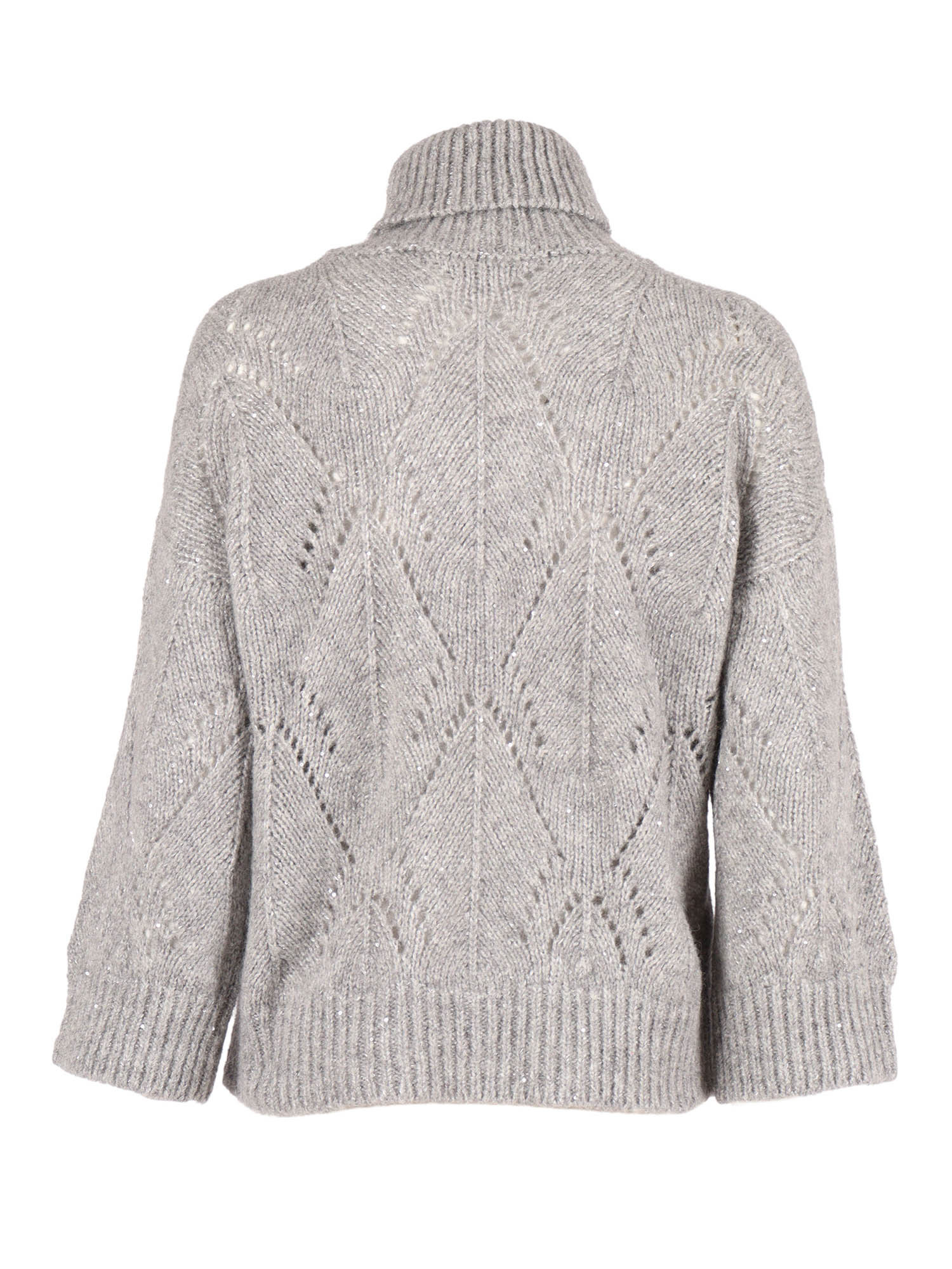Peserico Textured Knit Sweater With Classic Round Neckline In Gray